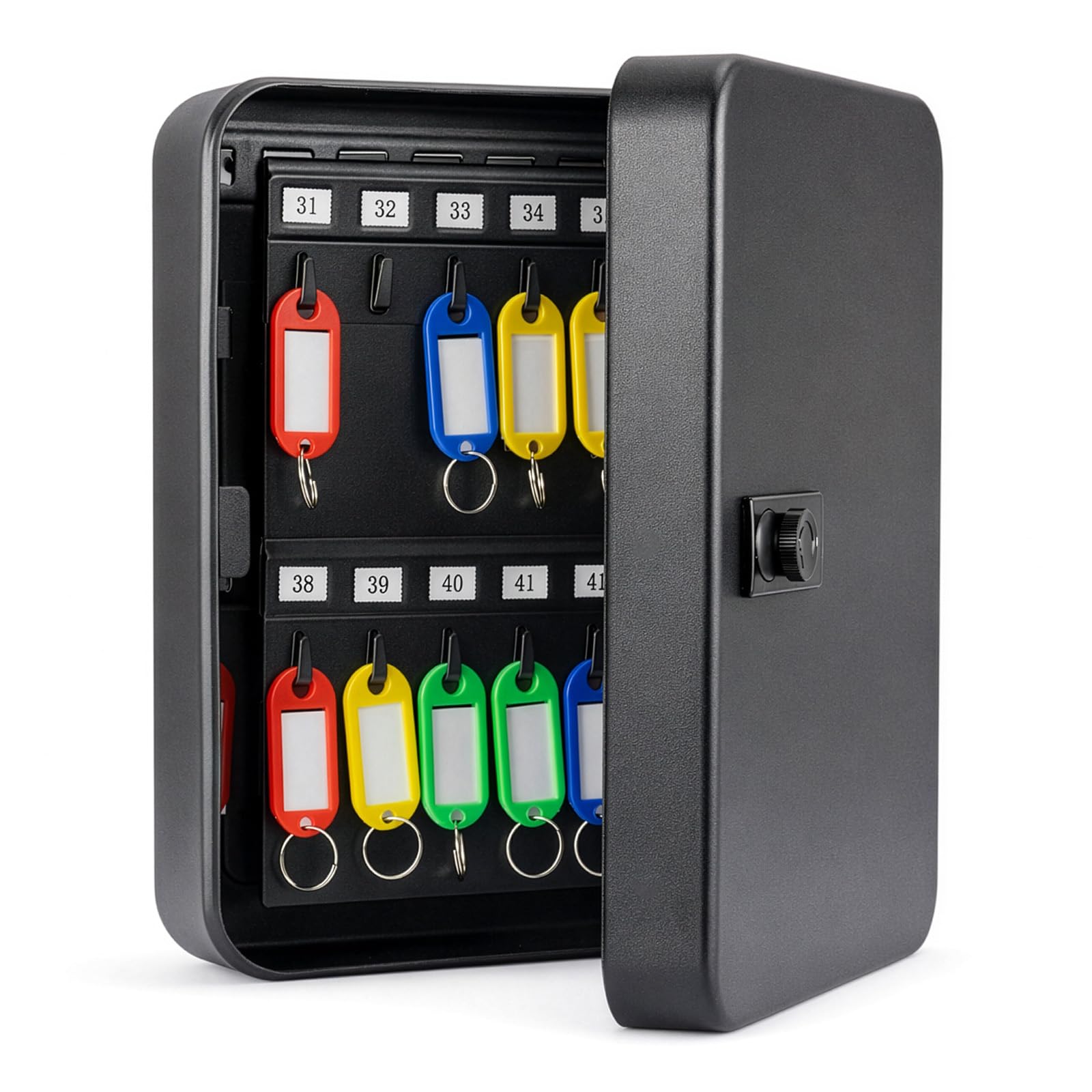 CROWNSHOP Key Safe - Electronic 48 Keys Hooks Wall Mounted Key Safe Box Locker Key Cabinet High-Security Digital Money Keys Lock Box for Home Office (60 positions)