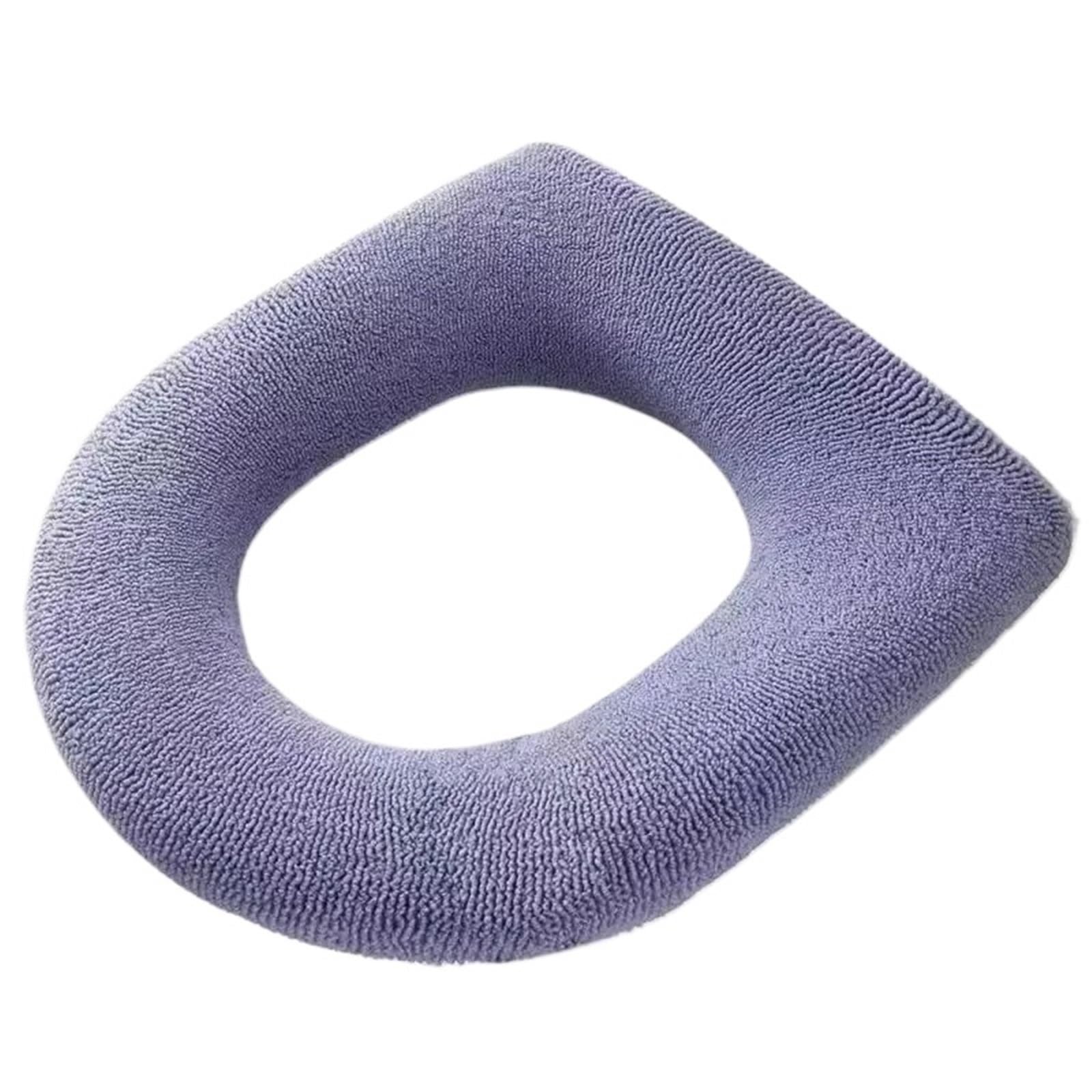 PADGCNOR Soft Toilet Seat Cushion Winter Warm Toilet Seat Cover Closestool Mat O-shape Pad Bathroom Accessories Knitting Pure Color Soft Bidet(PURPLE)