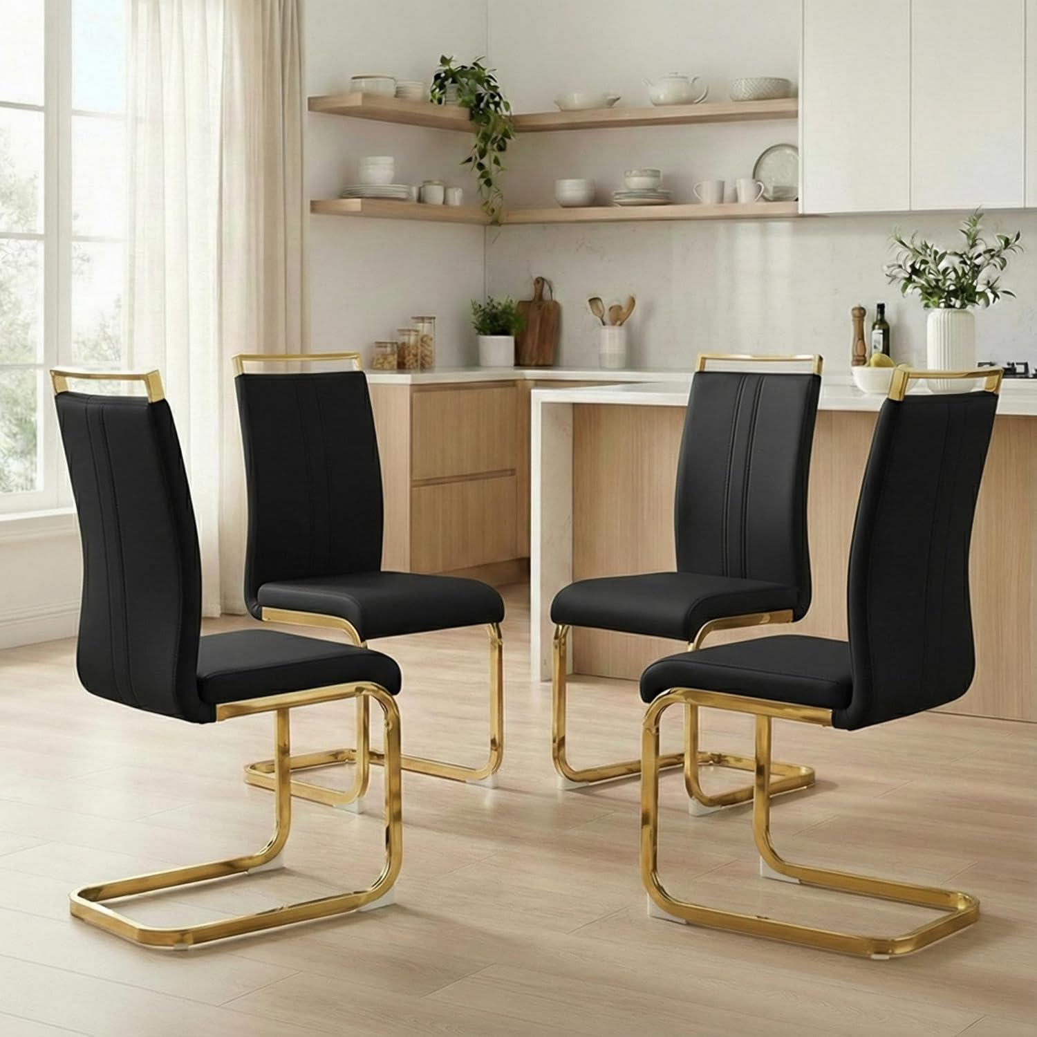 Luxury Faux Leather Dining Chairs, C Shaped Dining Chairs
