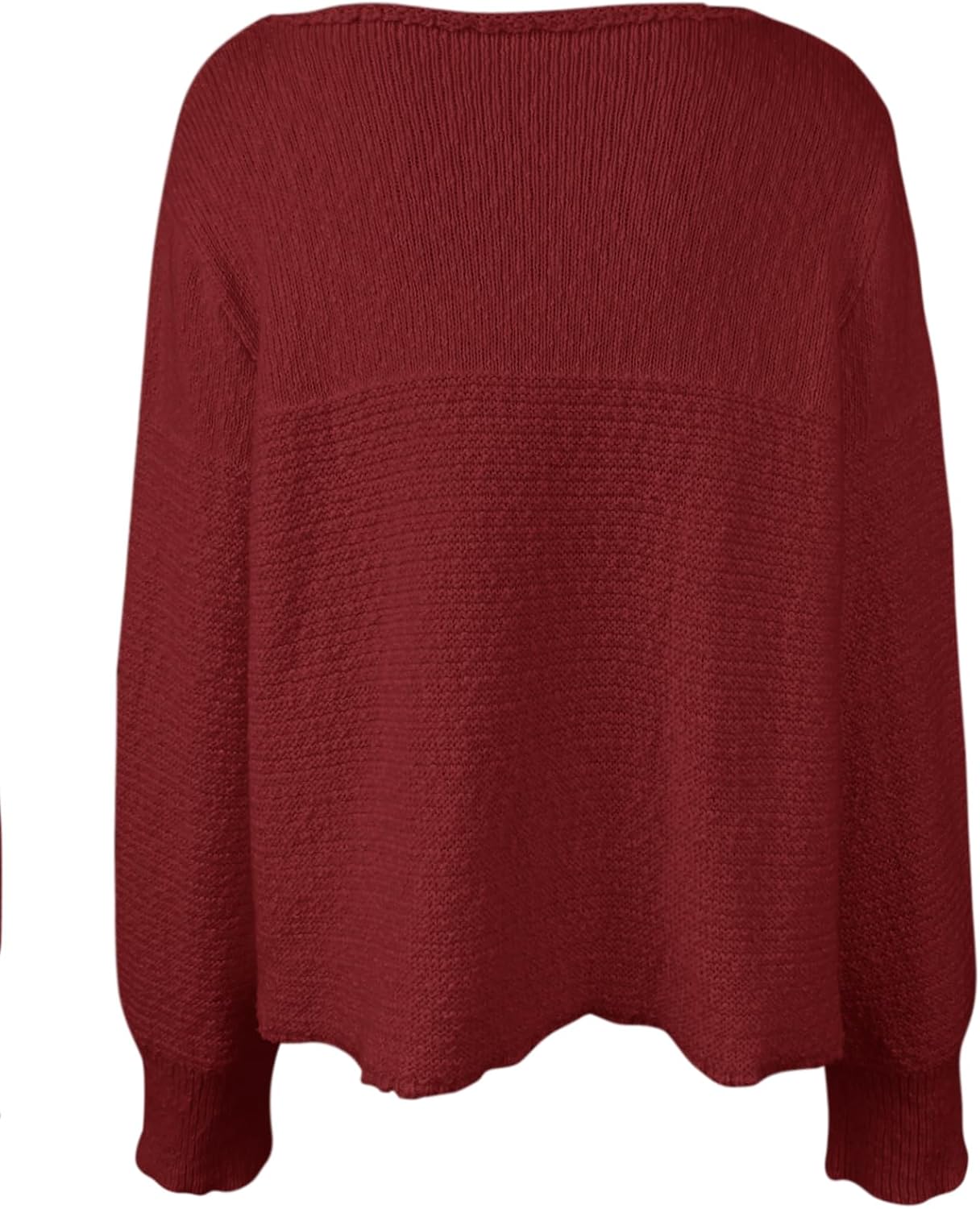 PRETTODAY Women's Crew Neck Knit Sweater Long Sleeve Textured Ribbed Casual Loose Cropped Pullover Tops - Image 4