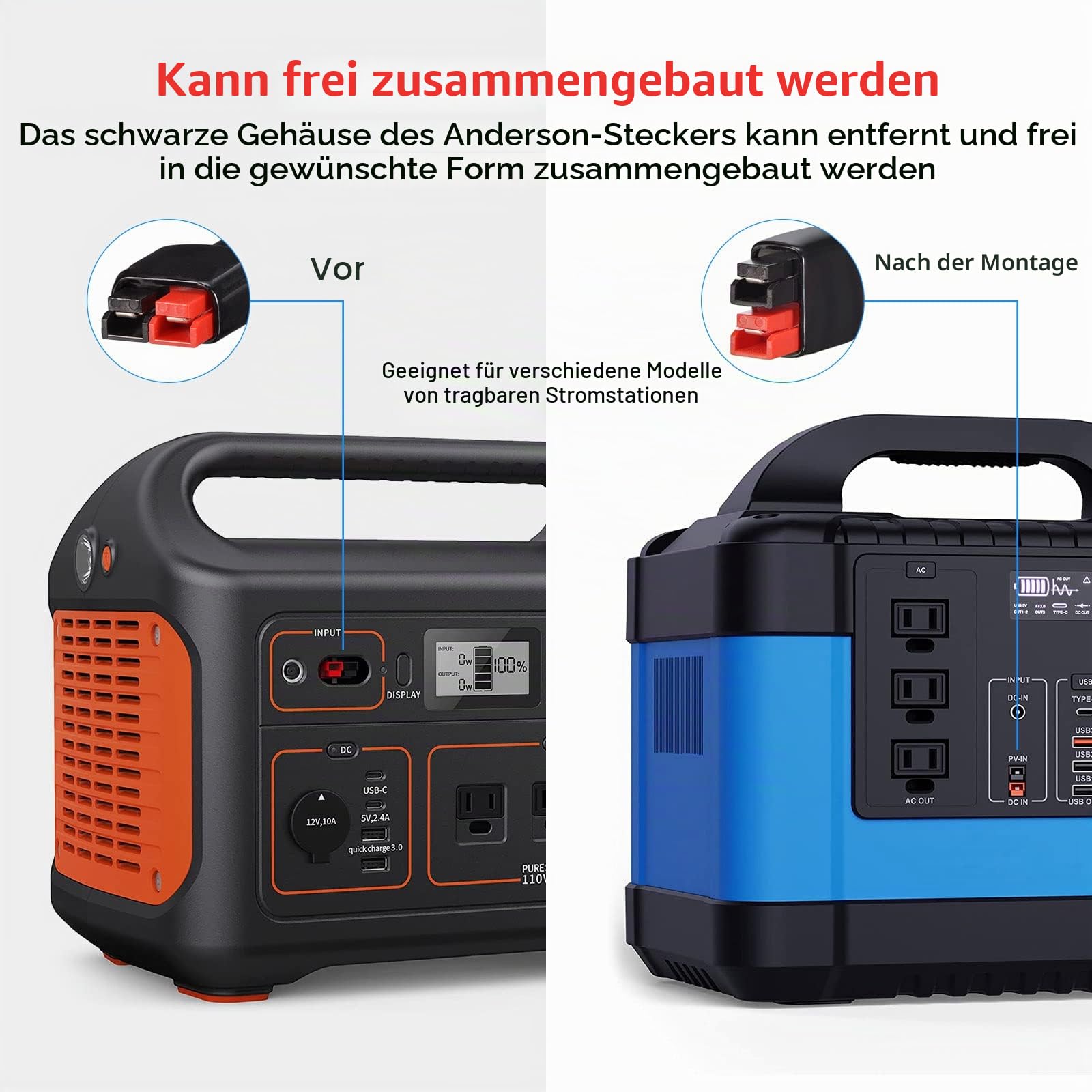 ELFCULB Solar auf Anderson Kabel 10AWG Solarladekabel 45A Anderson Stecker für Powerstation Solarpanel Solargenerator(3M)