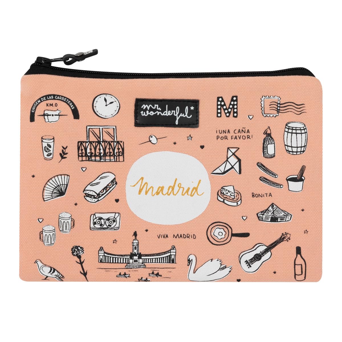 Mr. Wonderful - Madrid Travel Toiletry Bag - Multicoloured Cotton Zip Closure