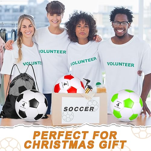 Miniatura 5 de 12 pelotas de fútbol desinfladas de Navidad, tamaño 54 a granel con bolsa de cordón para fútbol oficial, deporte, cristiano, donación, regalo de