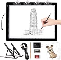 TOHETO A3 Super Bright 8000 Lux Light Pad with Foldable Stand - UL Certified Ultra-Thin Tracing Box for Cricut Weeding Vinyl, Drawing, Sketching - Black