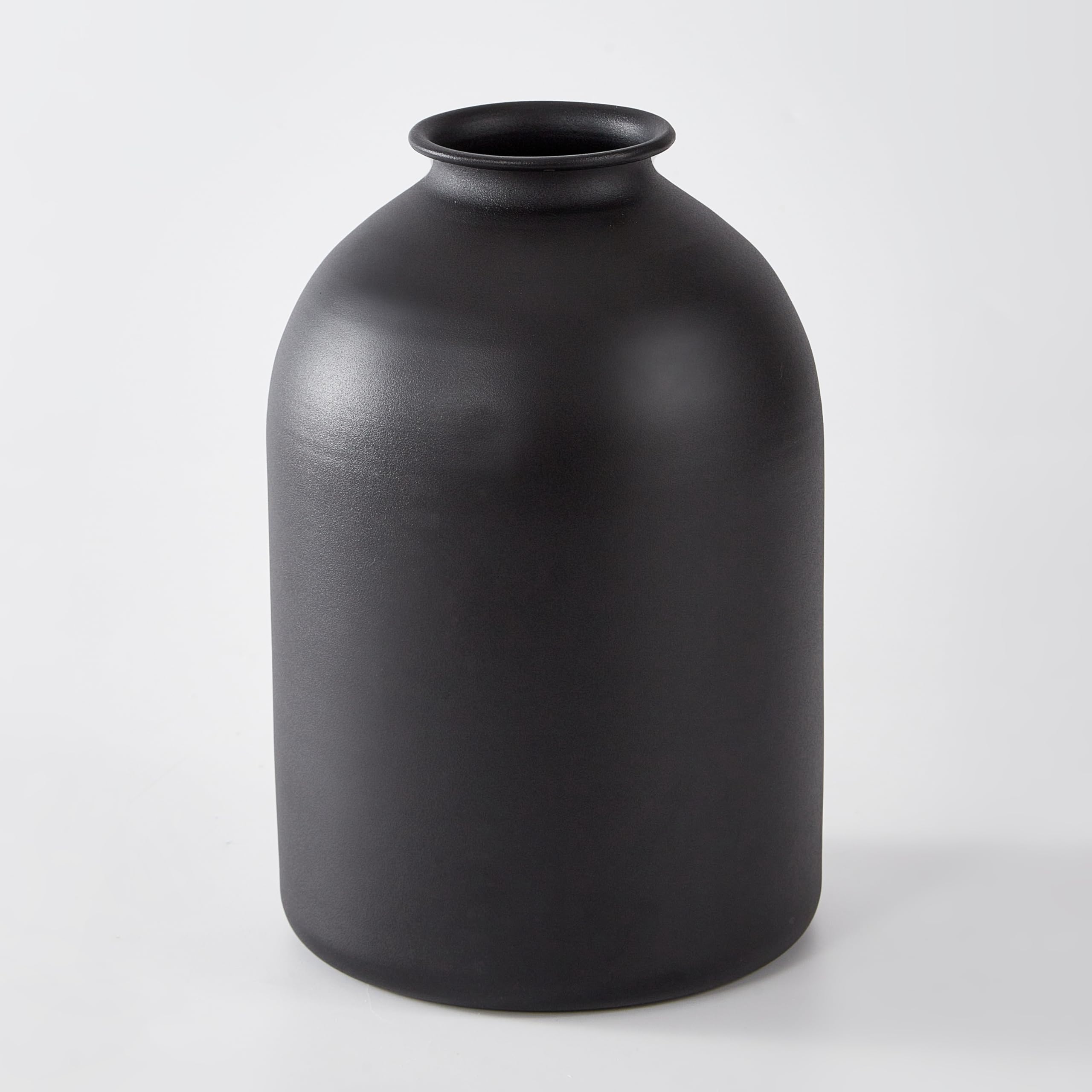 Ganwu Matte Black Metal Vase, Modern Minimalist Narrow Neck Flower Vase for Home Decor, Table Centerpiece, Artificial Flowers & Floral Arrangements