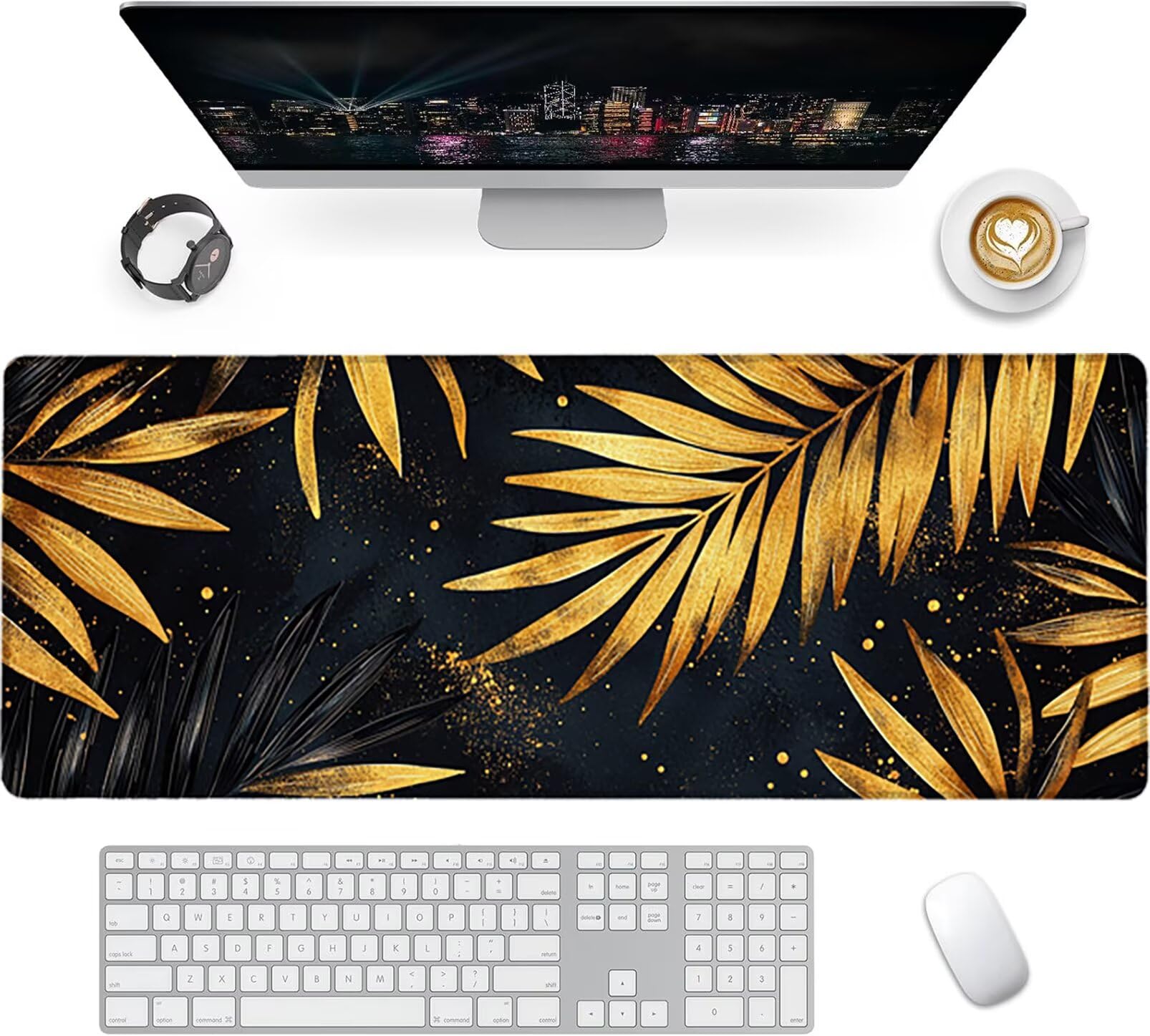 Lpfieonn Blatt Großes Schreibtischunterlage, XXL Schreibtischunterlagen, Schwarz XXL Wasserdicht Gaming Mousepad mit Vernähter Rand und Rutschfeste Gummibasis, für Laptop/Hause/Büro 120x60cm PF-2309