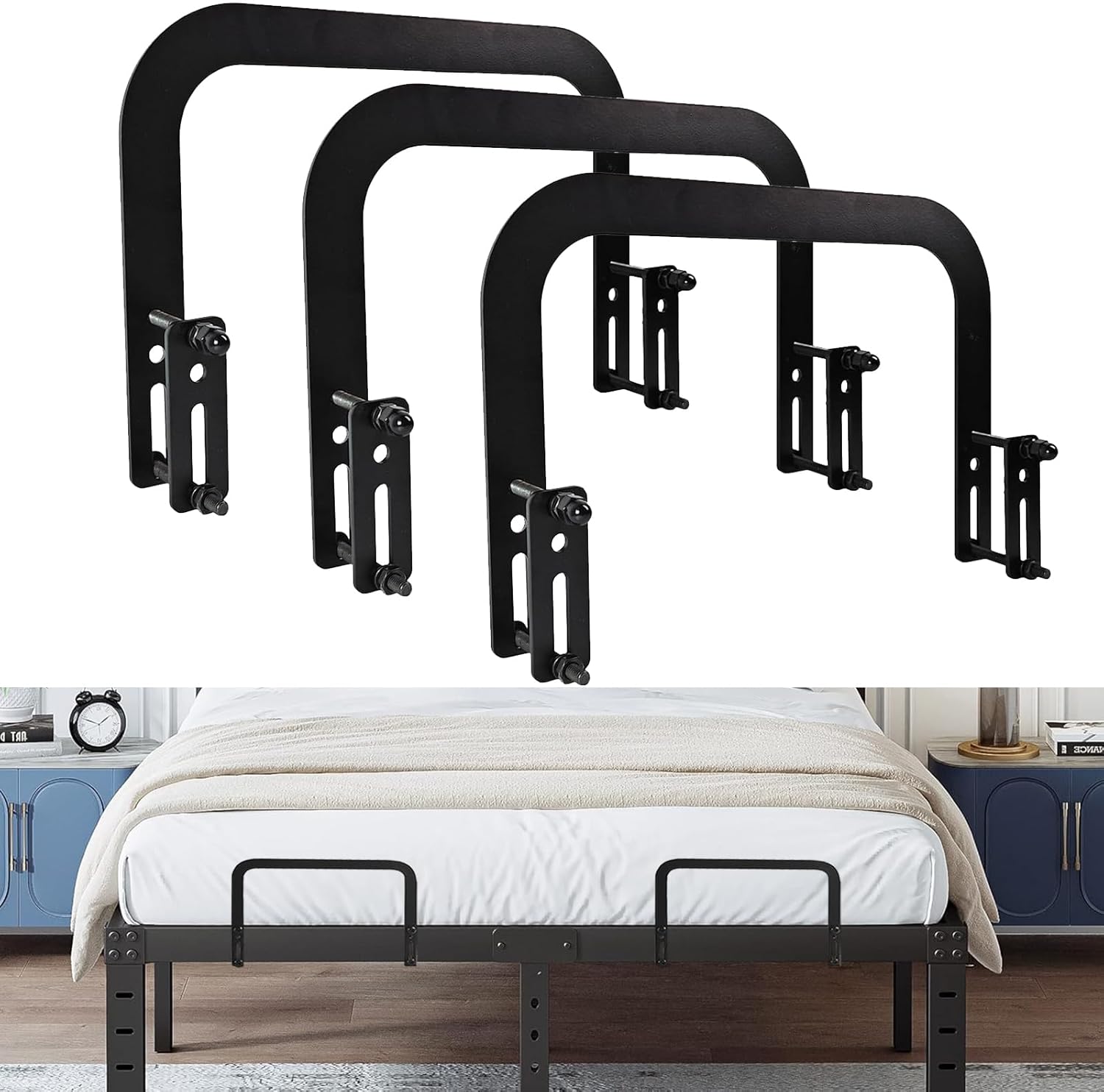 4 Pieces of Mattress Slide Stopper,Suitable for Adjustable Beds,Platform Beds,Rv Mattresses and So On.(Black)