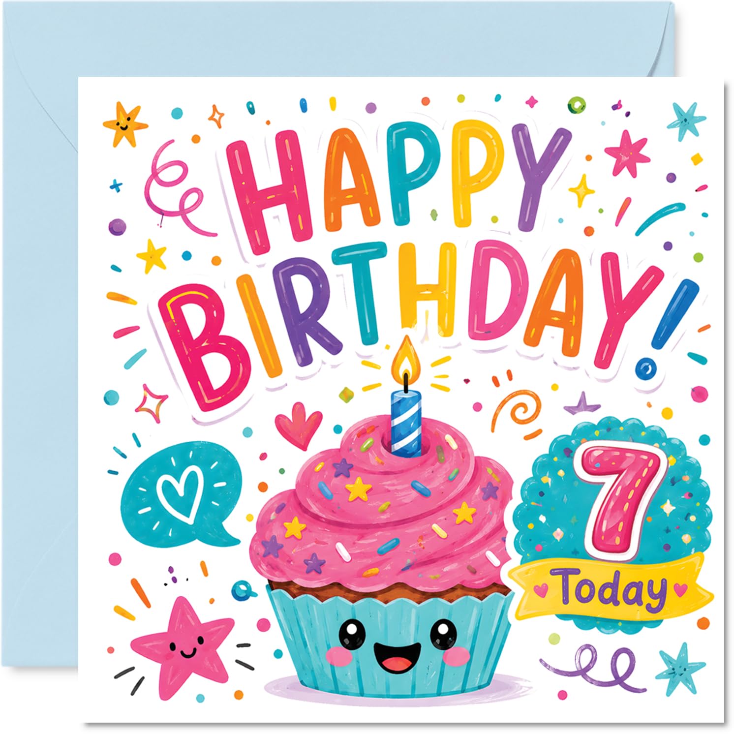 Playful 7th Birthday Card, Bursting with Birthday Joy