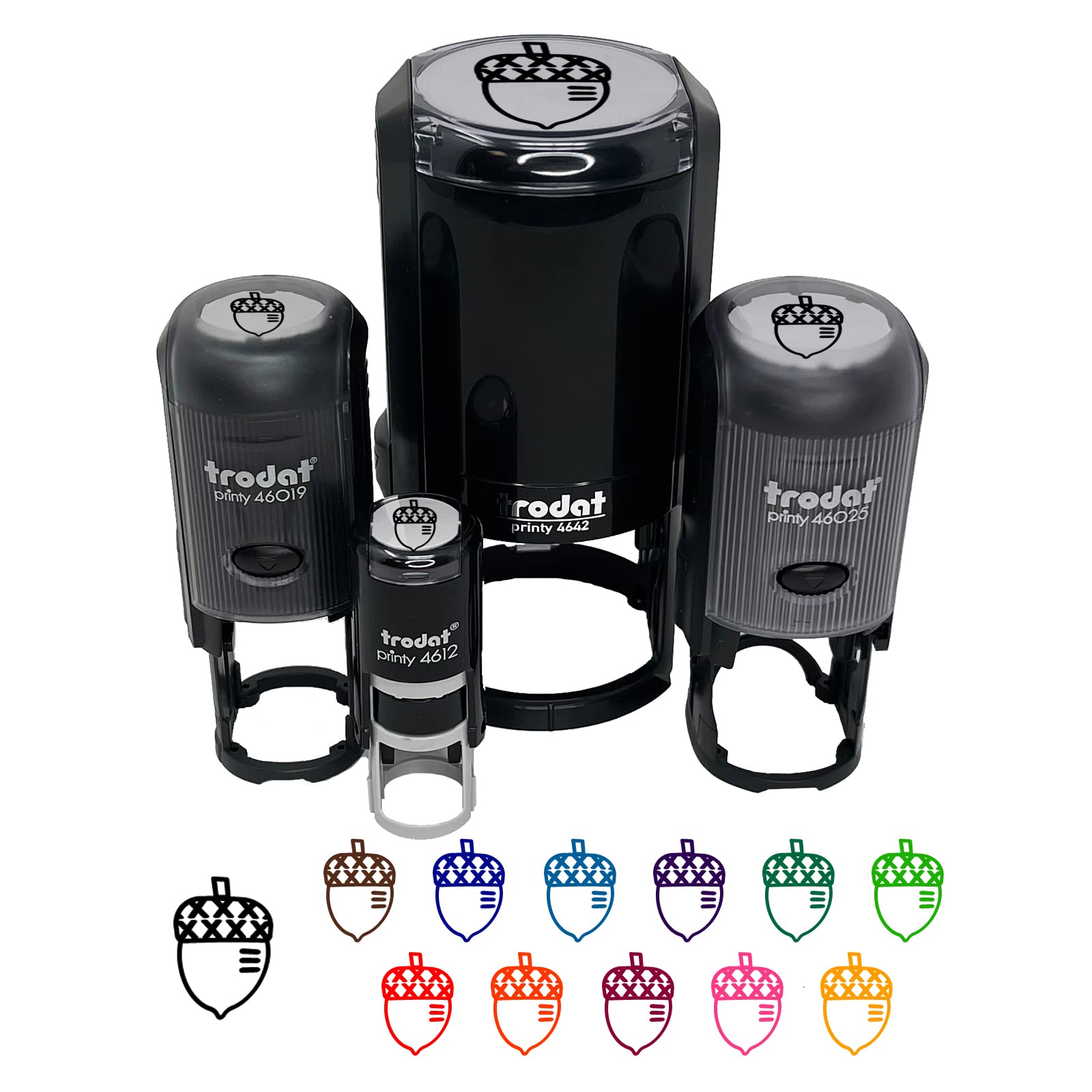 Acorn Doodle Self-Inking Rubber Stamp Ink Stamper for Stamping Crafting Planners - 1 Inch Medium - Black Ink