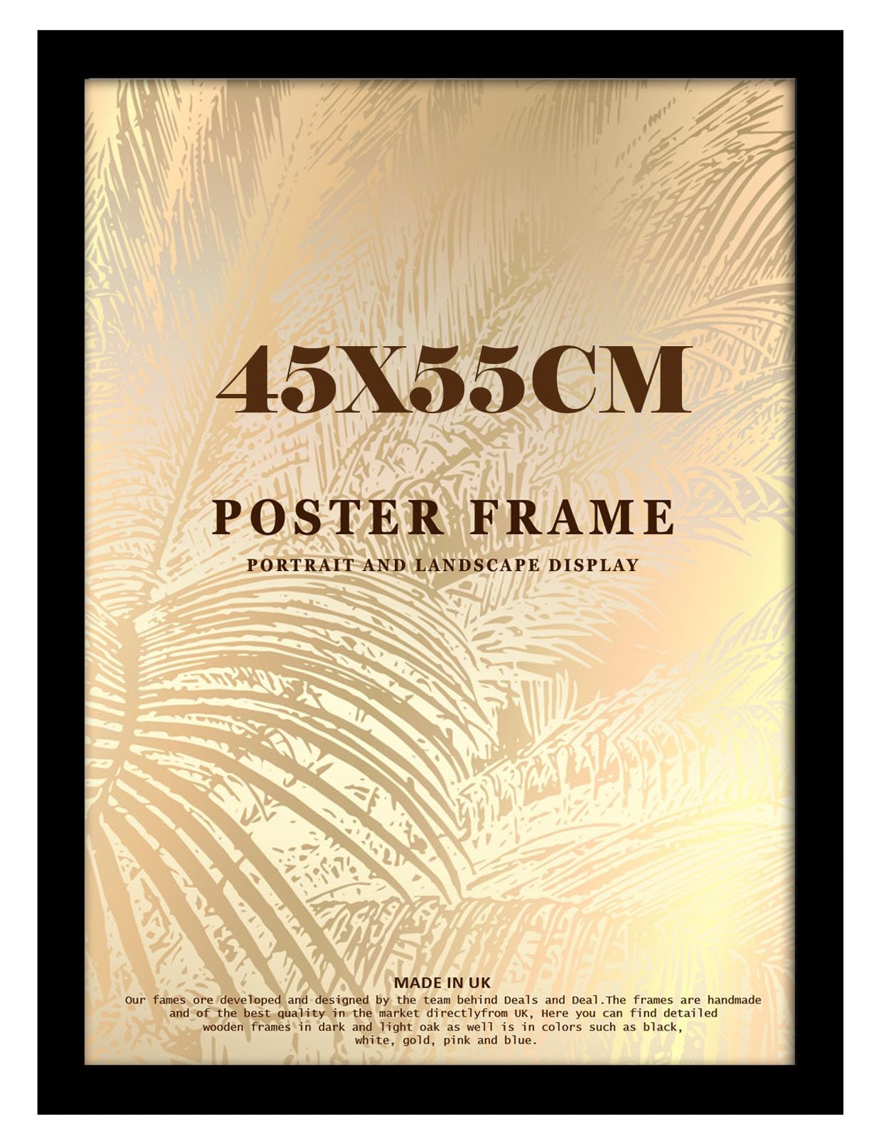 DEALS ON DEAL Minimalist Slim Profile Matt Black Poster Frame 55x45cm MDF Picture Frame for Jigsaw Puzzles Shatter-Proof Front Portrait/Landscape Ideal for Home & Office Décor