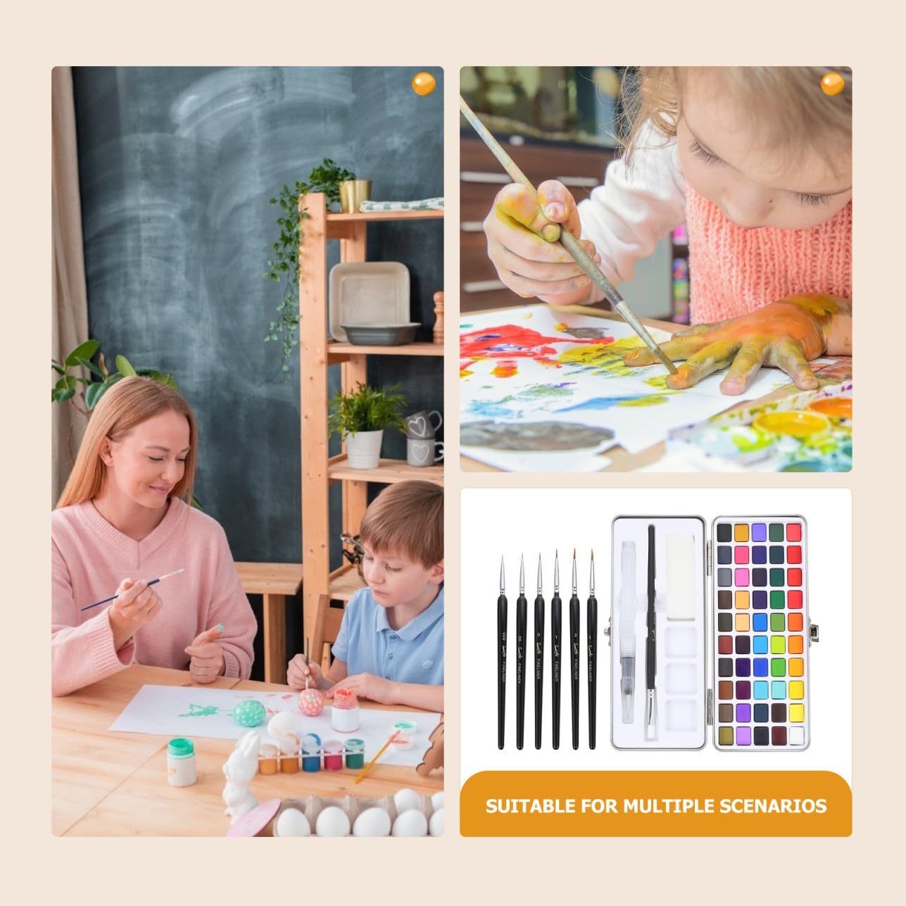 Gadpiparty Kit de Peinture à L'aquarelle Solide 50 Couleurs, Coffret en Fer Portable pour Dessin et Peinture, pour DIY et Artistes