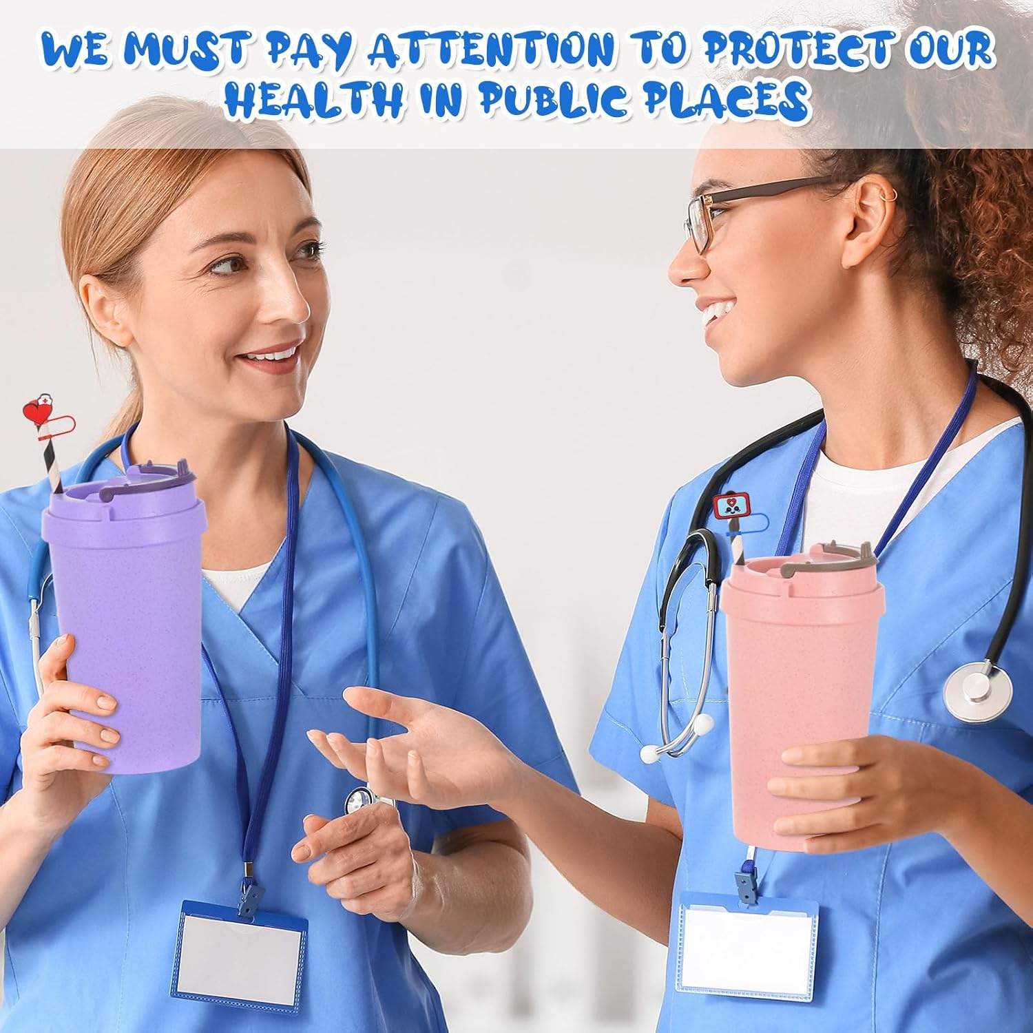 50 Pcs Nurses Straw Cover Caps Compatible with Stanley Cup, Silicone Cute Straw Toppers for Cups 30&40 Oz Tumbler Accessories 10mm - Image 4