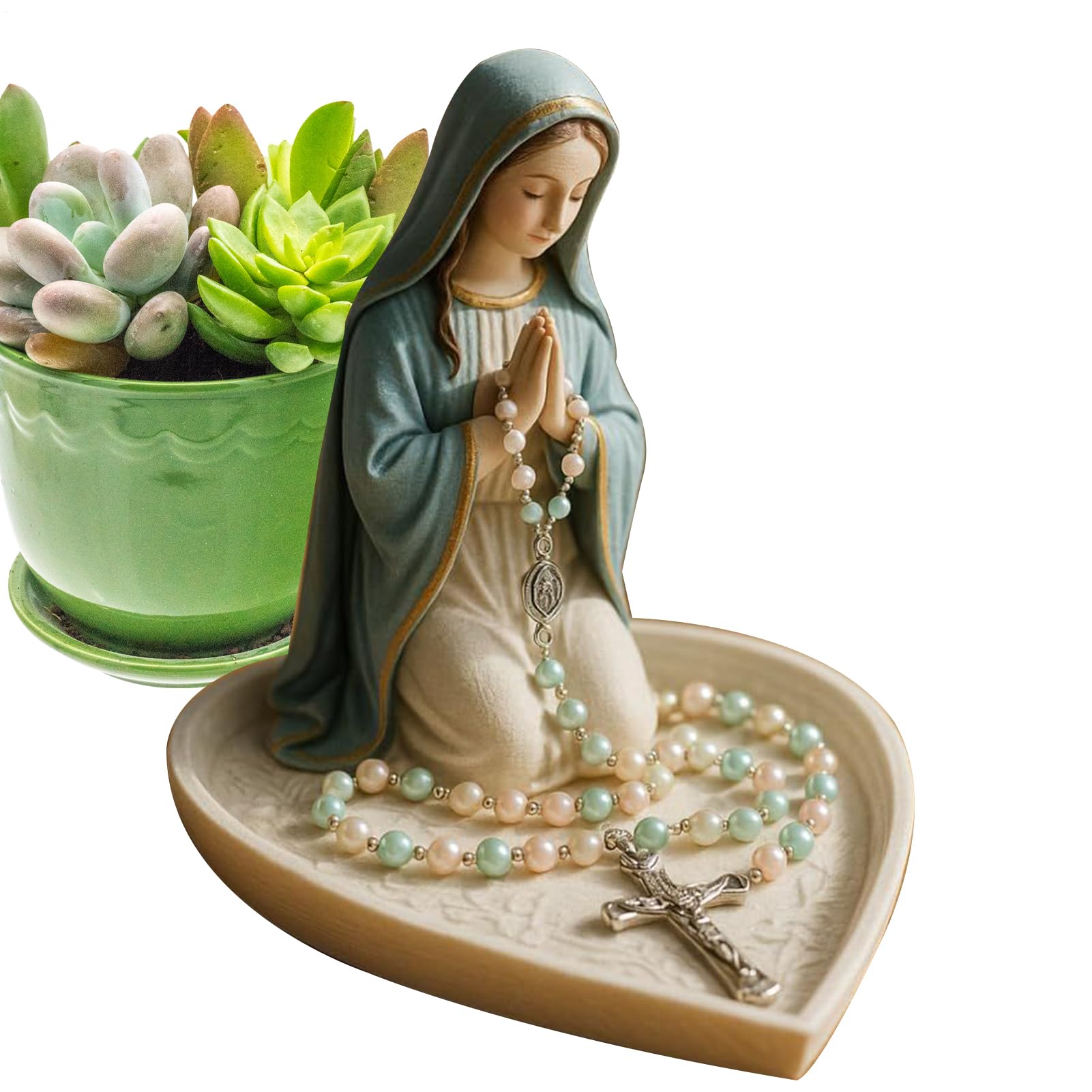 Porte-chapelet Vierge Marie en résine pour l'organisation de vos bijoux de maison