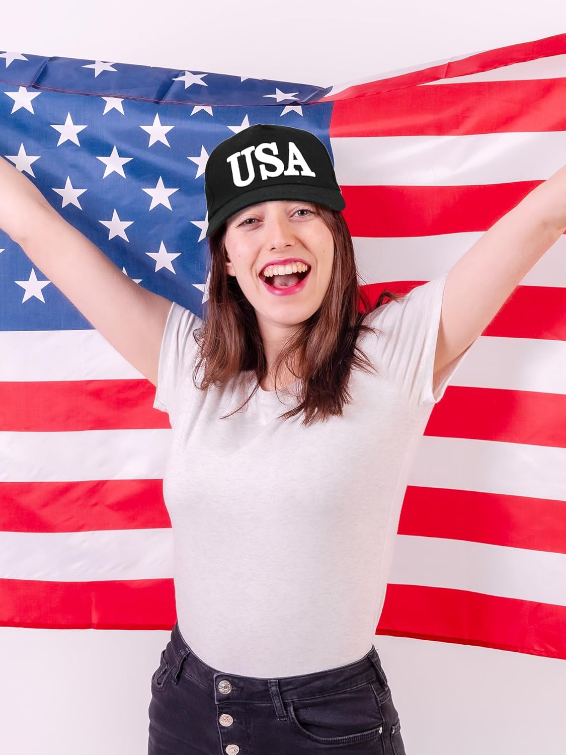 4 Pieces USA Hats for Men American Flag Cap Adjustable Embroidered Patriotic Baseball Hat Trucker Hat for Men Women - Image 4