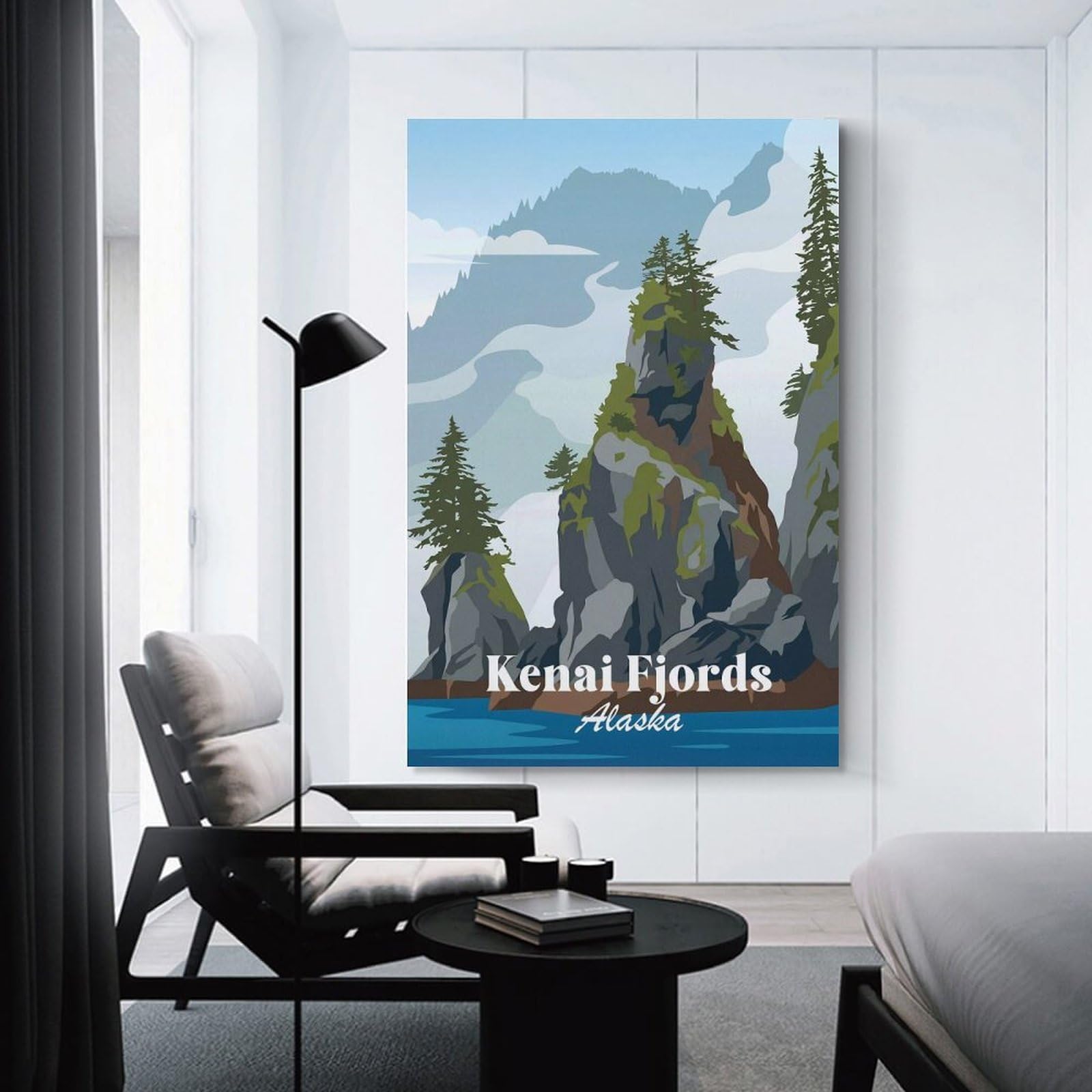 Junmoney Kenai Fjords Alaska Wall Decor Canvas Print, 24x36inch(60x90cm), for Living Room, Bedroom, Office Or Hallway, Stylish Home Artwork for Focal Walls