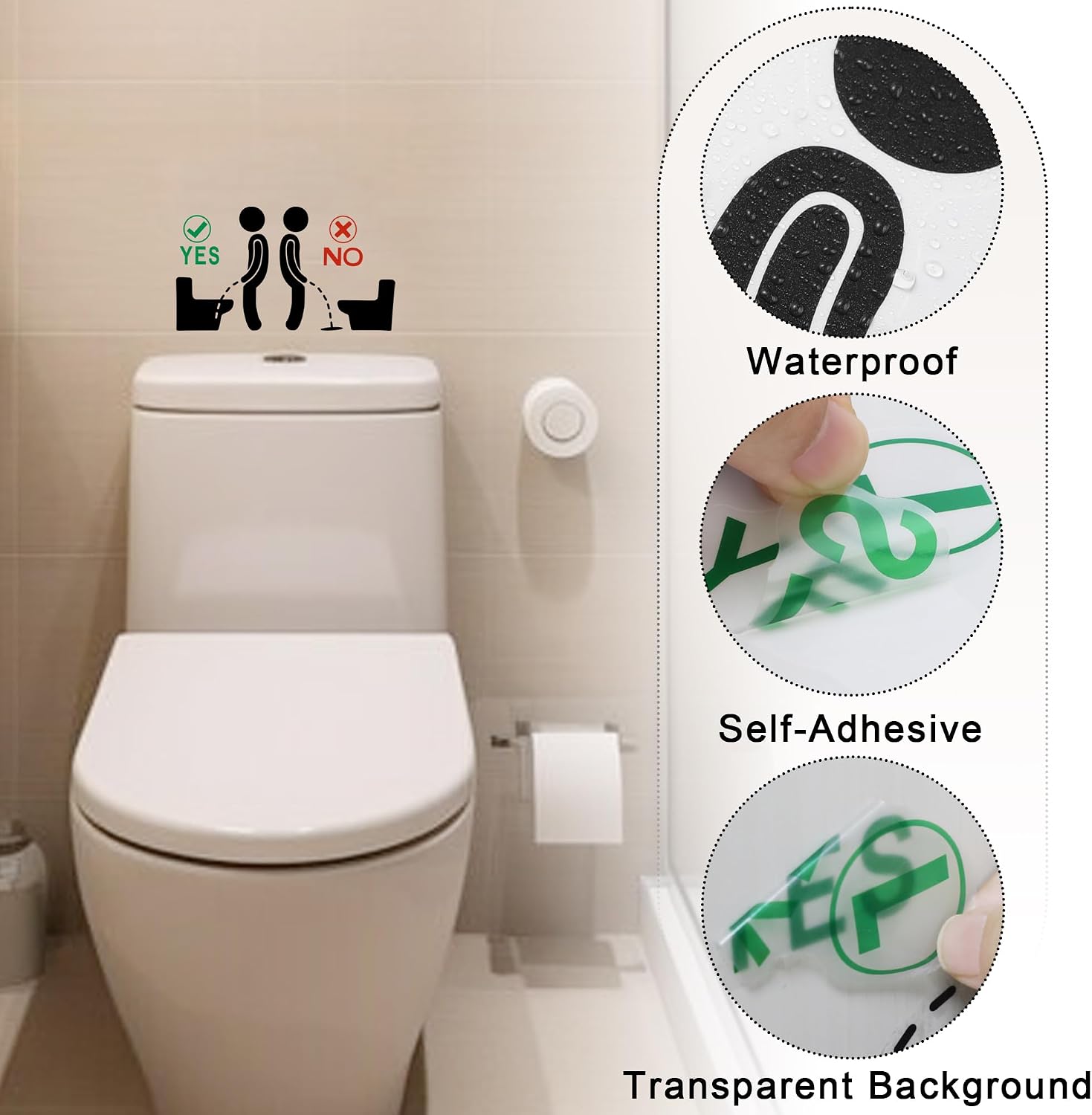 2 Pair Do Not Pee Outside The Toilet/Aim into The Toilet Sign Stickers for Bathroom, Home School Office Waterproof Warning Sign Decals Decoration