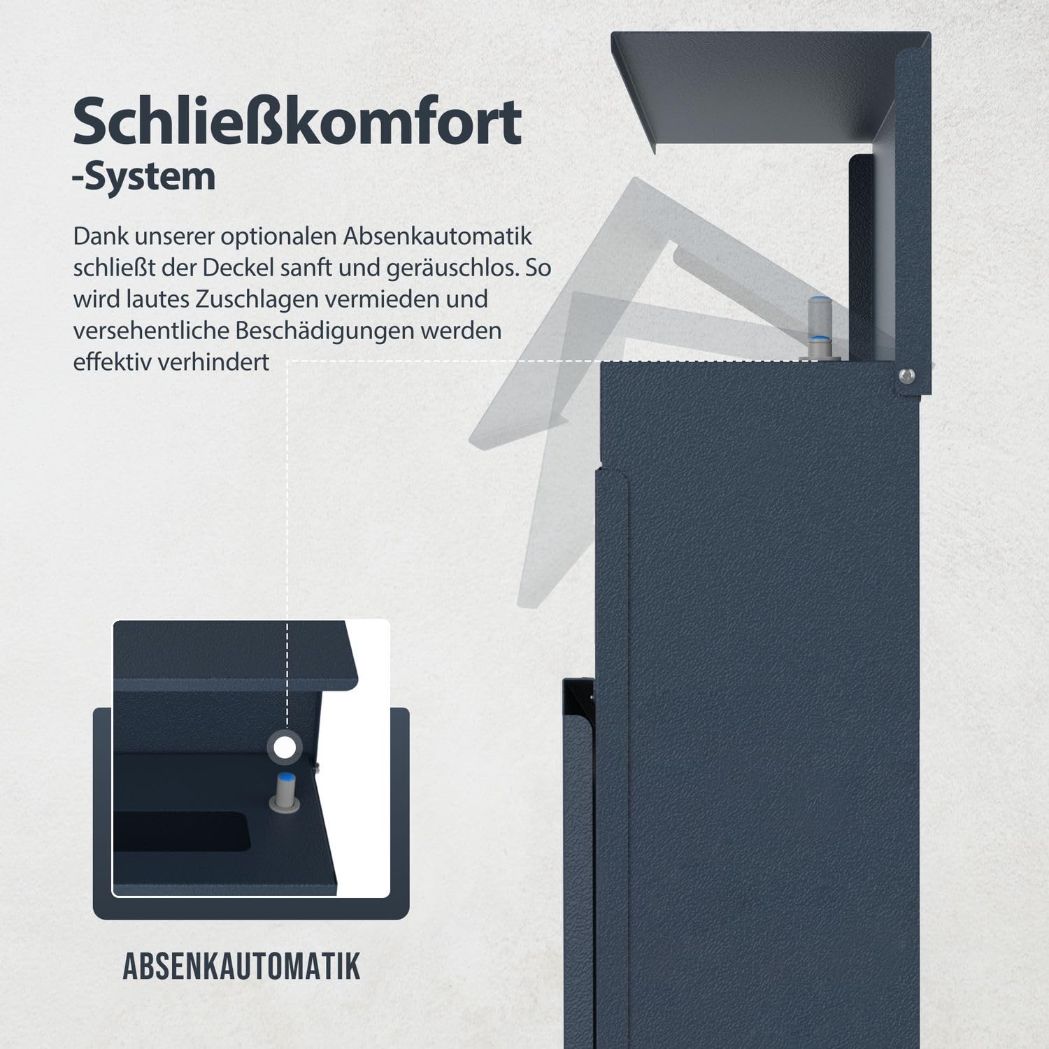 Briefkasten mit Briefkastenständer Anthrazit RAL 7016 - Postkasten personalisiert Edelstahl Gravru Schild - Briefbox mit Schloss Zeitungsrolle Zeitungsfach