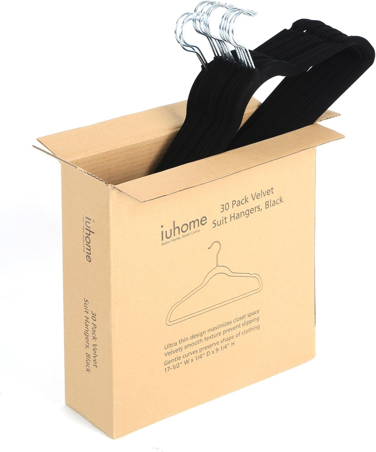 IUHOME Velvet Suit/Pant Hangers - 30 PK, Black