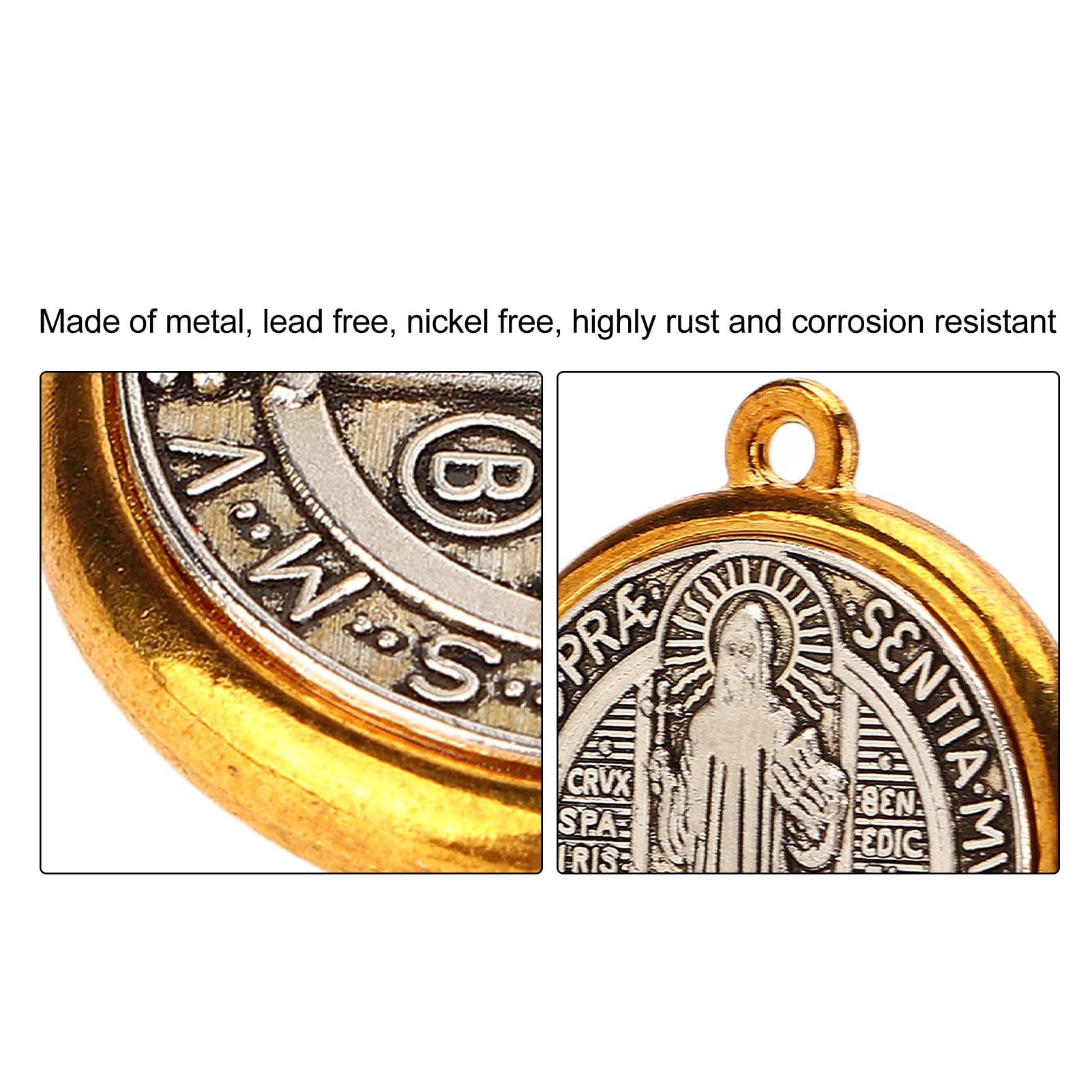 Médailles De Saint Benoît Pendentif Métal Antirouille - Médaille Catholique Hommes Garçons, Décor Religieux San Benito