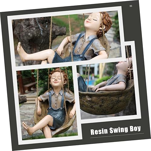 Miniatura 9 de 1 hamaca colgante de jardín al aire libre, decoración de casa para el hogar, figuras de hadas, estatua de hada de jardín, adornos de resina, árbol