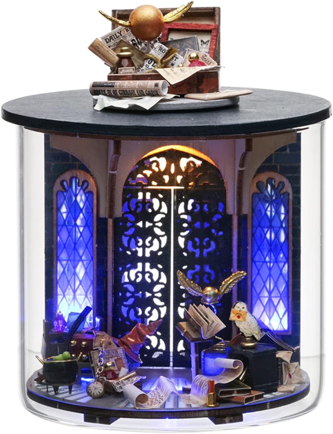 Spilay Dollhouse DIY Miniature Wooden Furniture Kit,Mini Handmade Doll House Model with Dust Cover & LED,1:24 Scale Creative Woodcrafts Toys for Adult Friend Lover Birthday Gift (Magic Gate), One Size