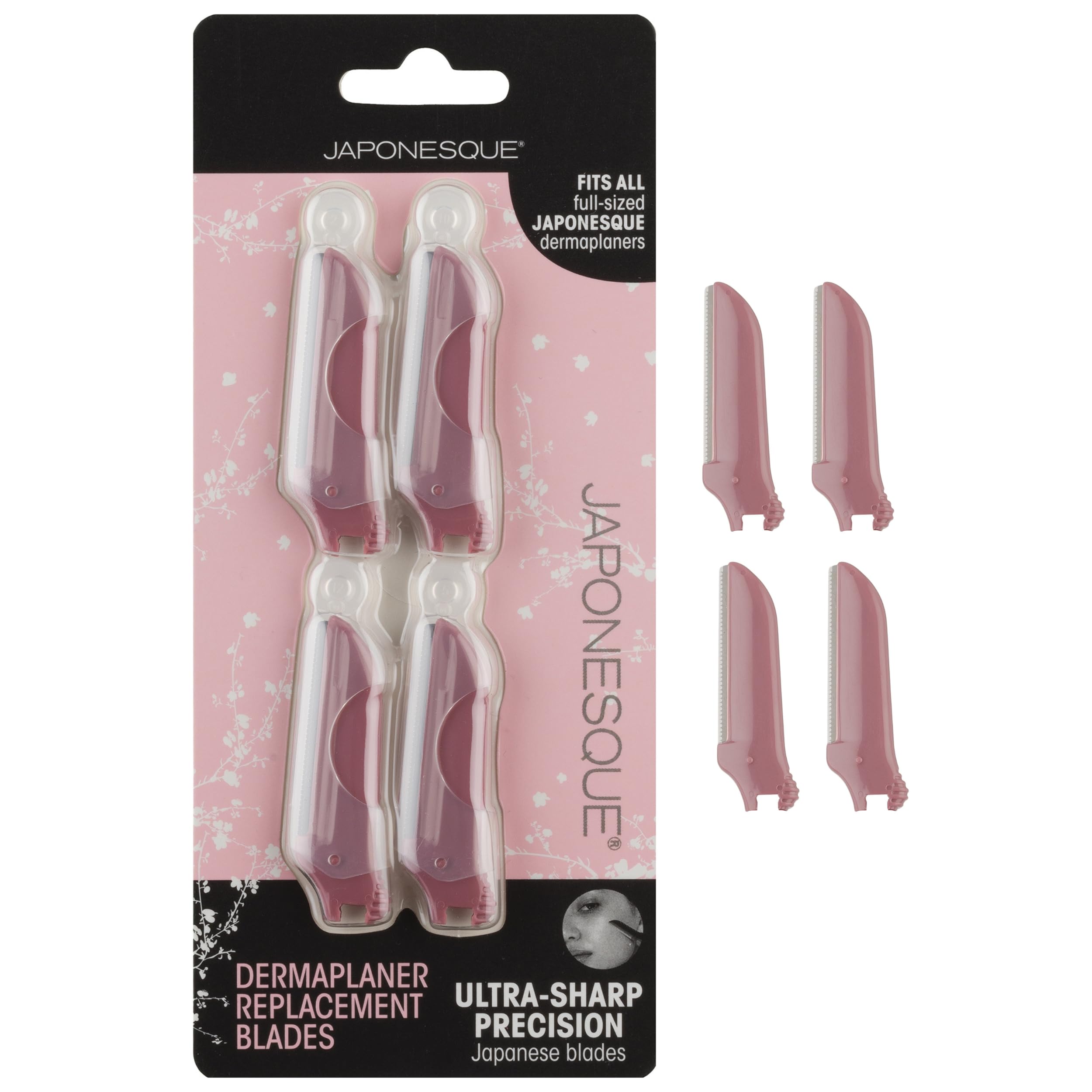 JAPONESQUE Dermaplaner Replacement Blades 4-Pack, Facial Razor Blade Heads Only