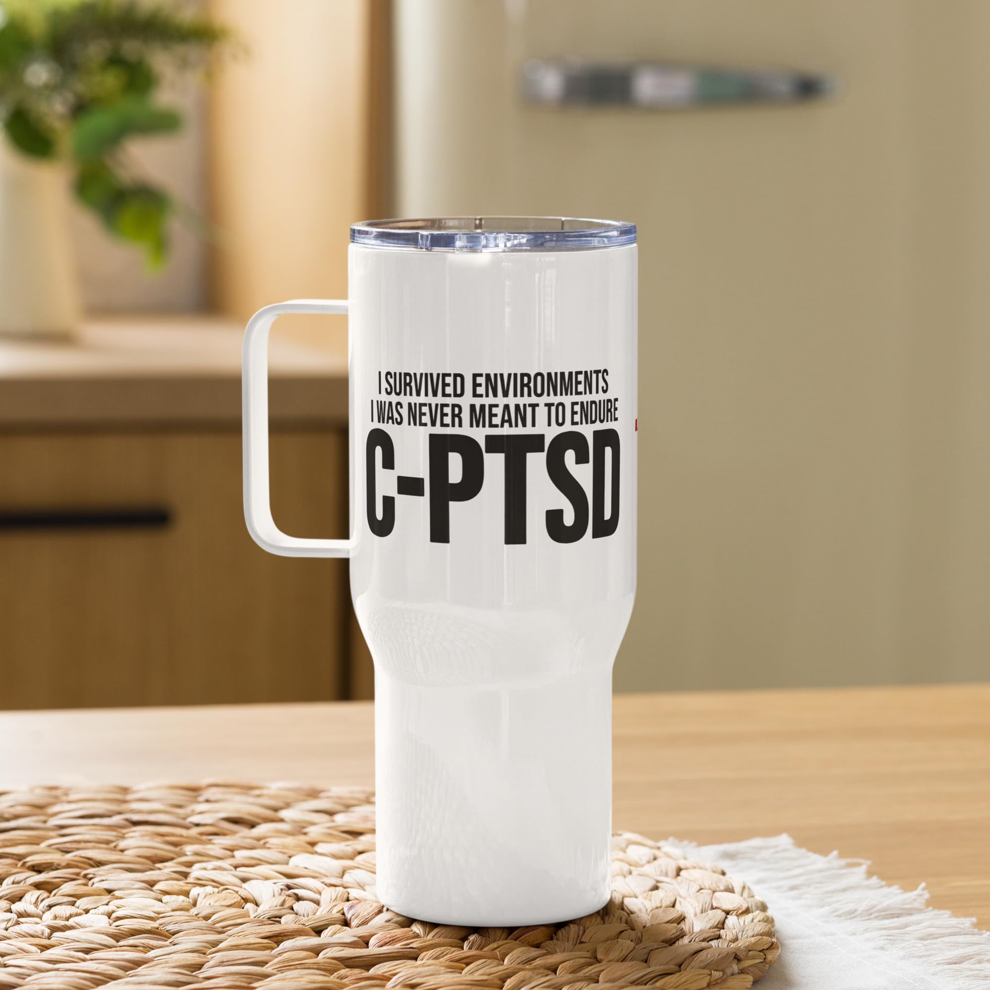 Kubek Termiczny Złożony PTSD z Uchwytem, Prezent dla Osób po Złożonej Traumie