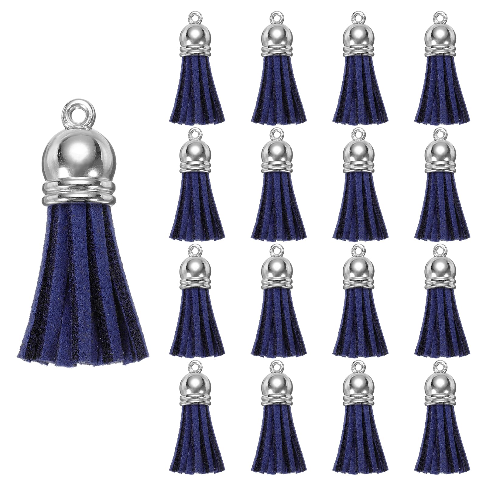 200 Borlas de cuero azul marino para manualidades y llaveros