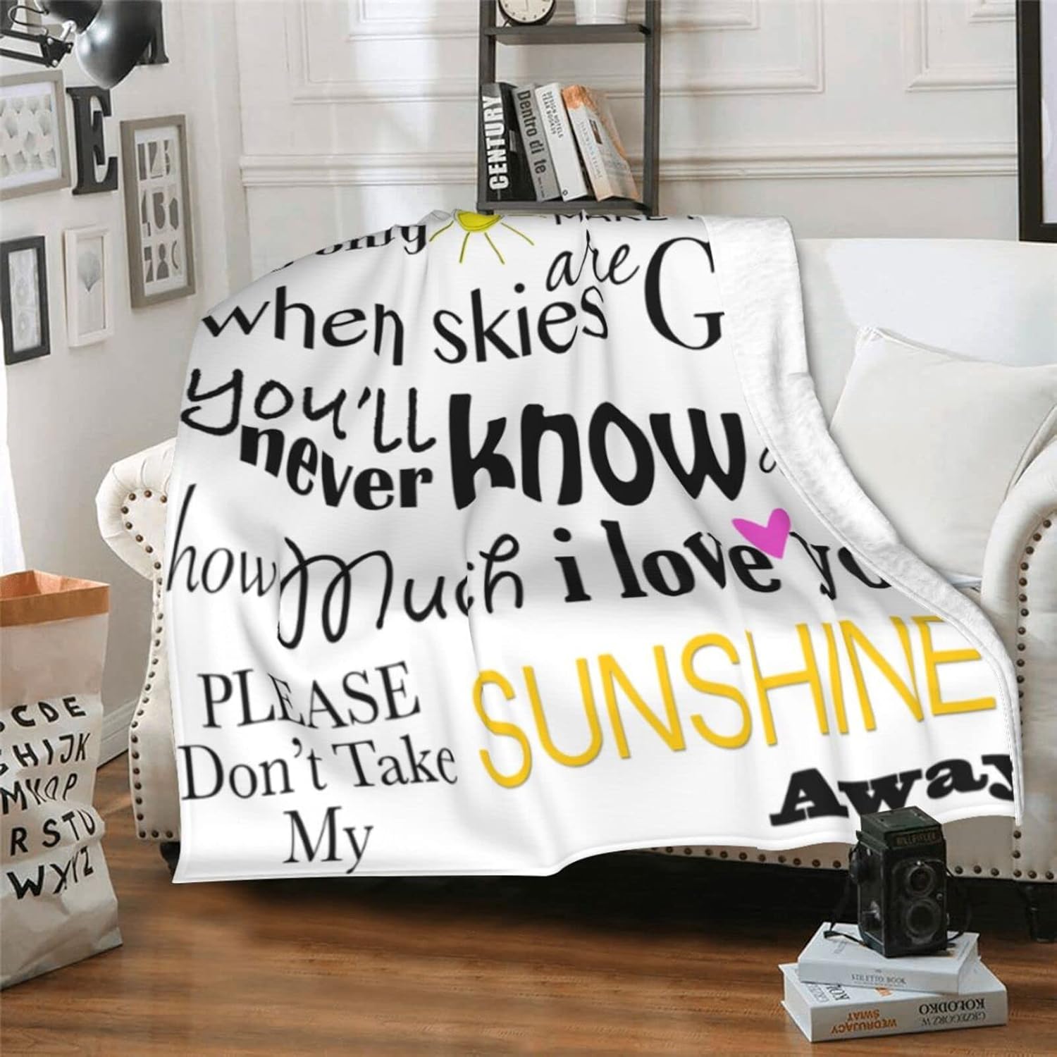 You are My Sunshine Soft Throw Blanket All Season Microplush Thick Warm Blankets Tufted Fuzzy Flannel Throws Blanket for Bed Sofa Couch 80"x60"