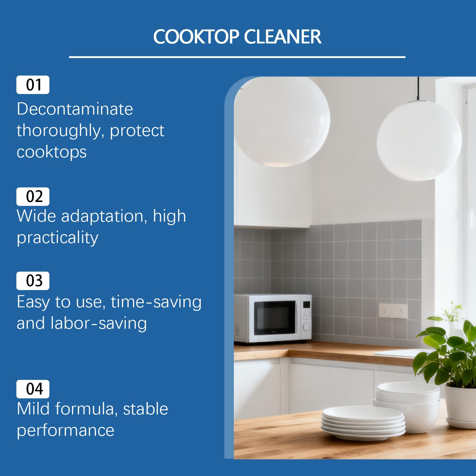 Limpiador de utensilios de cocina en aerosol Daily Kitchen Clea/ner Easy Spray Wipe Glass Stove Top Clea/ner Polish Sprays Induction Stove Top Clean/er Polish and Protector (3 unidades)