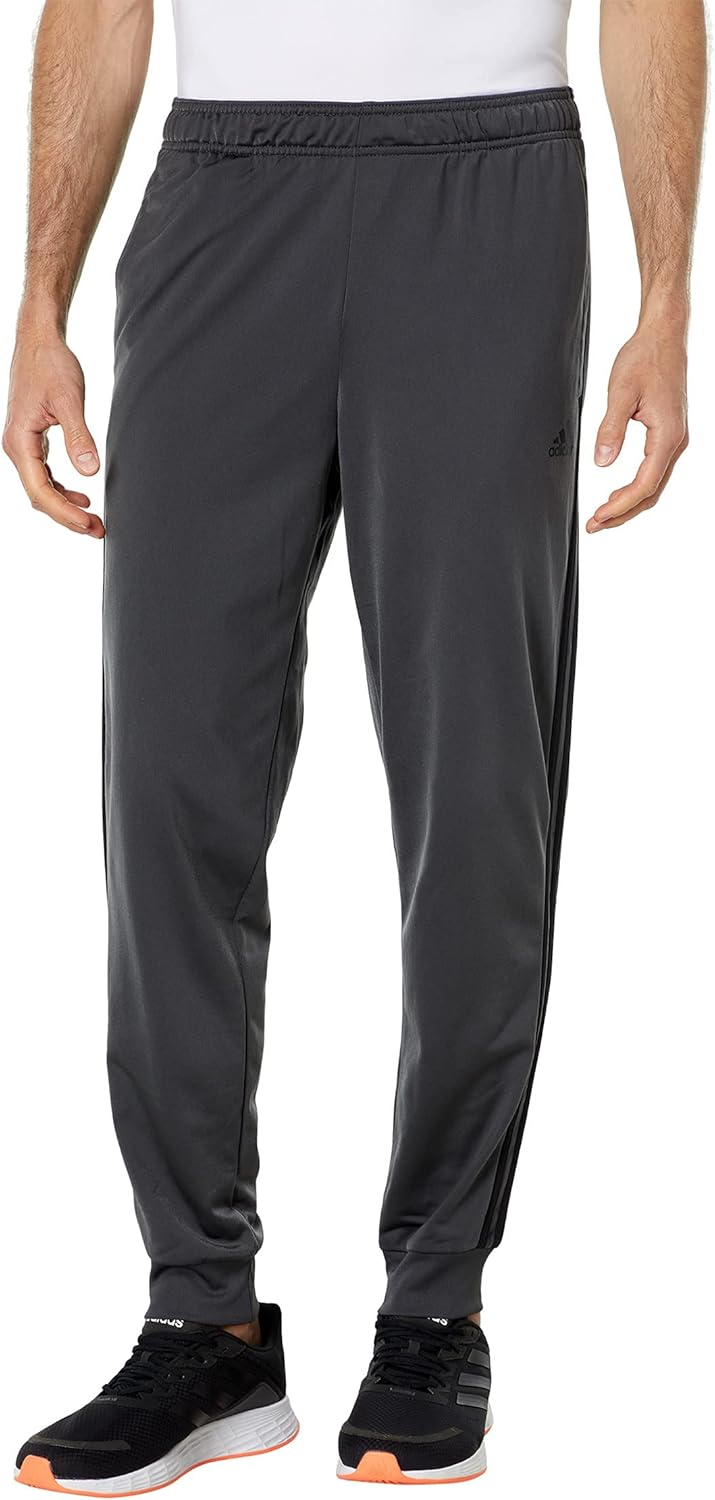 adidas Men's Warm-up Tricot Tapered 3-stripes Track Pant Solid Grey/Black Medium