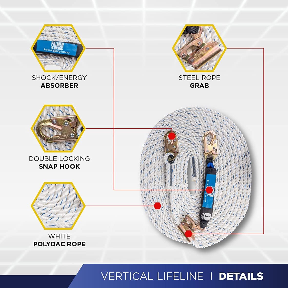 ATERET Fall Protection Roofing Bucket Kit I Full-Body Harness, 50' Vertical Rope & Anchor Set I Construction Fall Arrest Kit : Tools & Home Improvement