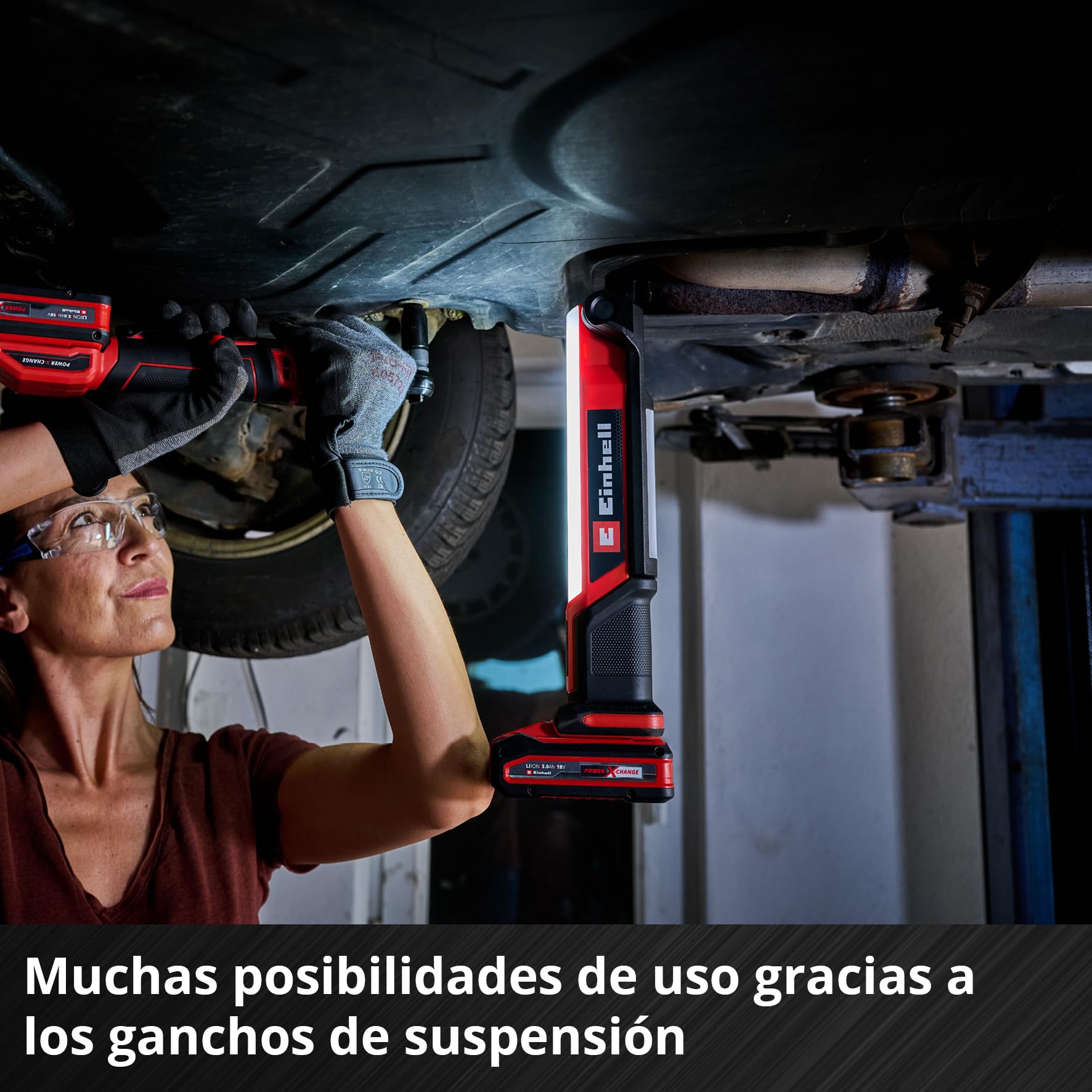 Einhell Lámpara con batería TE-CL 18/1000 S Li-Solo Power X-Change (18 V, cabezal luminoso abatible, 3 ajustes de iluminación, 15 LED, 1000 lm, 5700 Kelvin, sin batería)