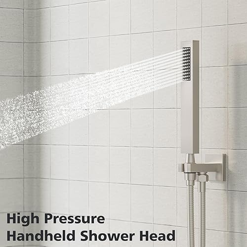 Miniatura 4 de Gabrylly Sistema de ducha, juego de grifo de ducha de metal con cabezal de lluvia de acero inoxidable de 12 pulgadas y rociador de mano, kit de