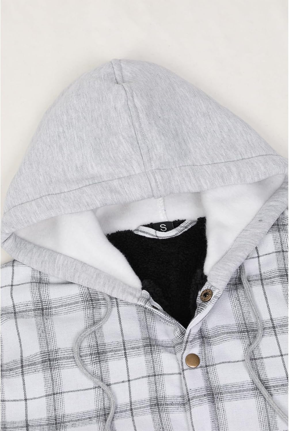 ZENTHACE Men's Sherpa Lined Flannel Shirt Jacket,Snap Button Down Winter Plaid Shacket with Hood