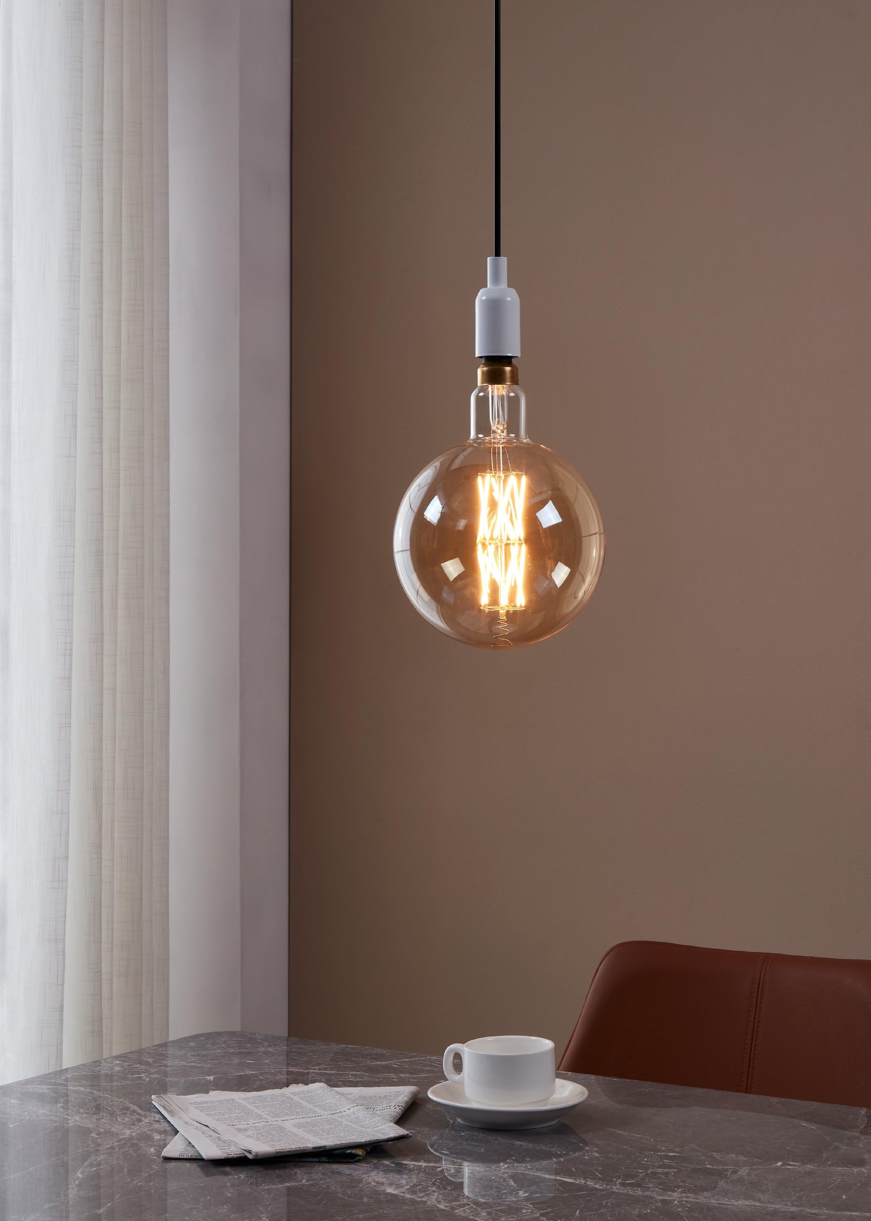 Eglo LED E27 dimmerabile, lampadina vintage ambra di grandi | dimensioni, globo di luce retrò, 8 Watt (equivalente a 60 Watt), 806 Lumen, illuminante bianco caldo, 2100k, G200, Ø 20 cm