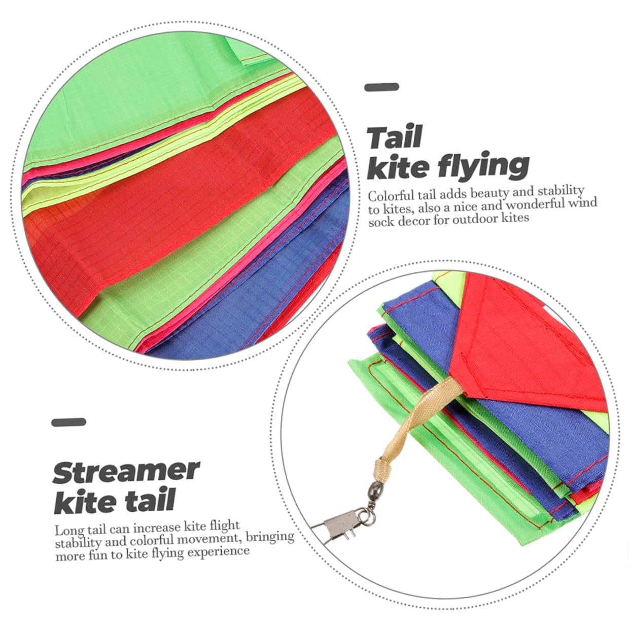 Garneck Kite Tail 15m Long Rainbow Streamer Replaceable Cloud Ribbon Kite End Decoration Nylon Ornament