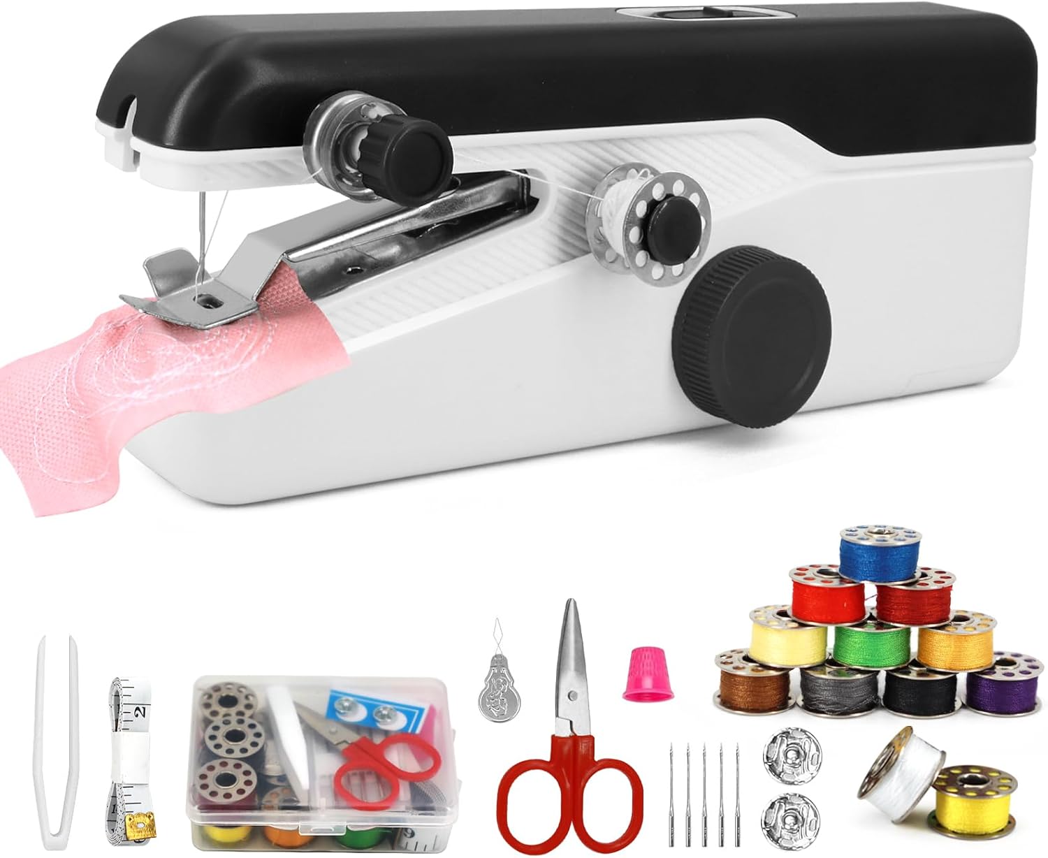 Handheld Sewing Machine, Mini Portable Sewing Machine for Beginners, Electric Fast Stitching, DIY Fabric Clothes Repair Kit, Home Travel Mending Machine with Accessories