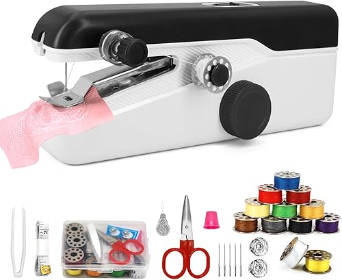 Handheld Sewing Machine, Mini Portable Sewing Machine for Beginners, Electric Fast Stitching, DIY Fabric Clothes Repair Kit, Home Travel Mending Machine with Accessories Handheld Sewing Machine, Mini Portable Sewing Machine for Beginners, Electric Fast Stitching, DIY Fabric Clothes Repair Kit, Home Travel Mending Machine with Accessories