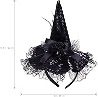 Vista 2 de BinaryABC Diadema de sombrero de bruja de Halloween para disfraz de Halloween, suministros de fiesta, 10.6 x 9 pulgadas (negro)