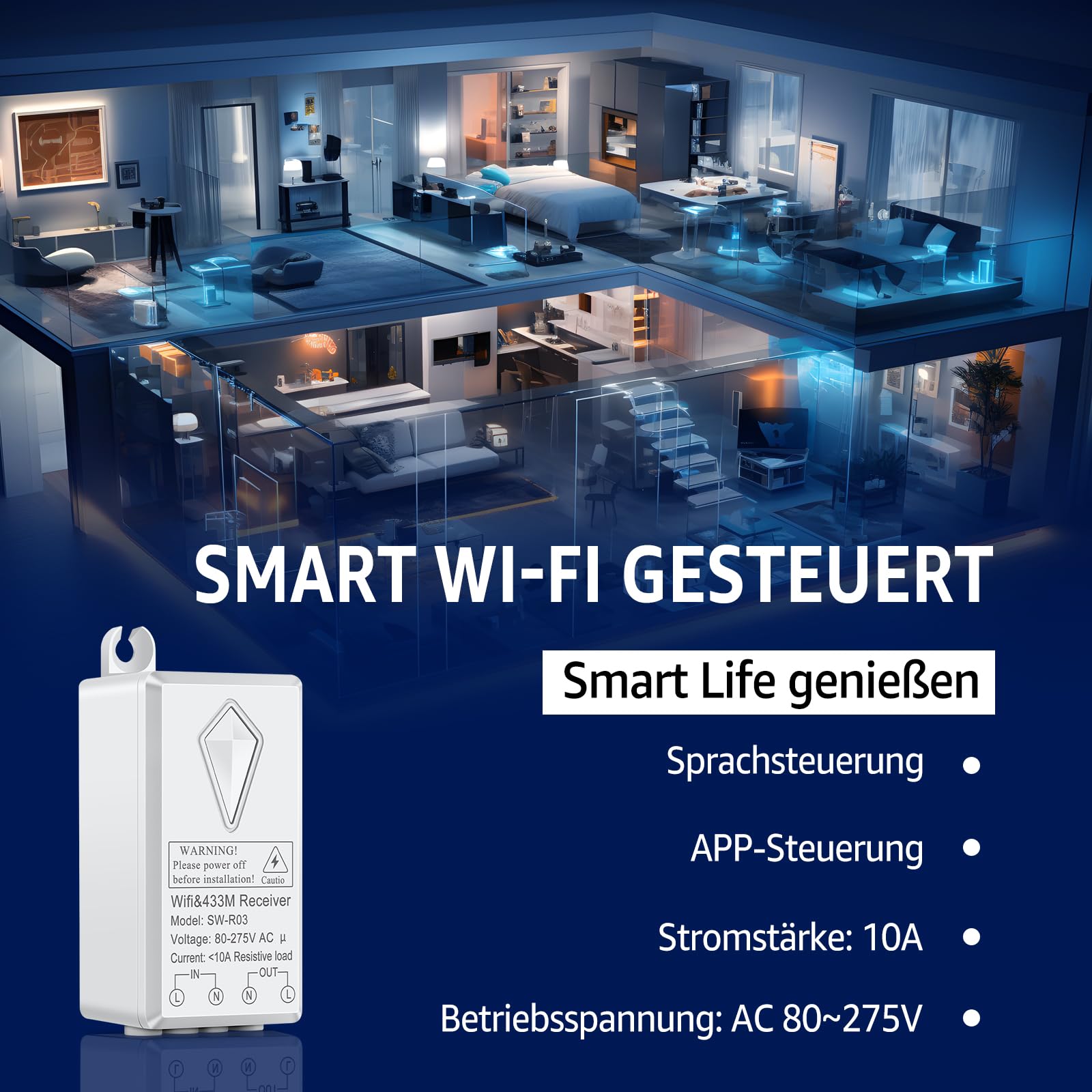 Smart Lichtschalter Modul, NineLeaf 2PK WiFi Mini Wireless Switch, Sprachsteuerung, App-Steuerung, Multi-Funktions Mini DIY WLAN Switch, Alexa Echo, Google Home, Smart Life, Tuya App Kompatibel