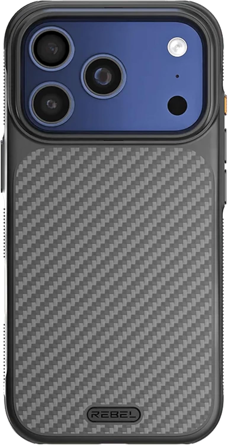 REBEL Case for iPhone 17 Pro [GEN7 Aramid Fiber] Strong MagSafe Compatible, Grippy Sides, Shockproof Corners, Metal Lens + Buttons, Upgraded Protective Design, 6.3 Inch Phone 2025 (Black)