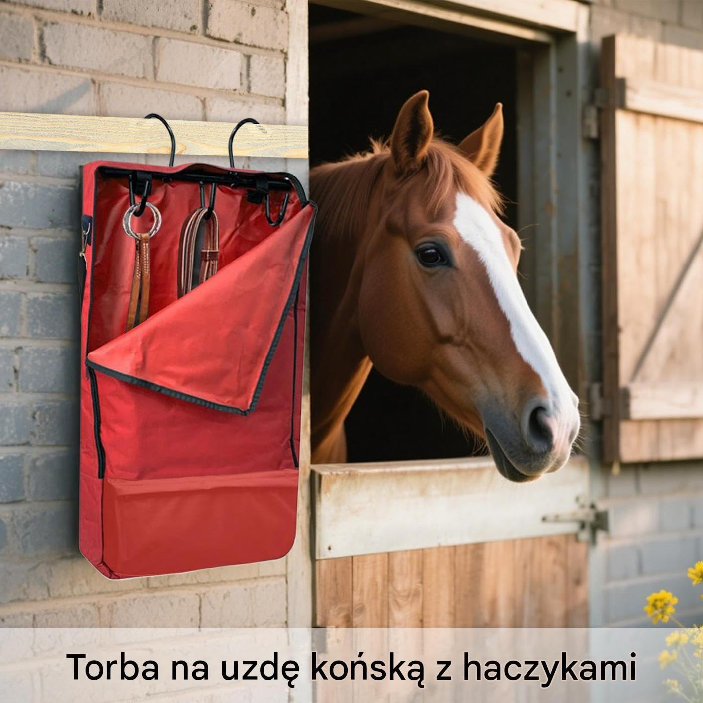 Torby Na Uzdy Dla Koni Duża pojemność, wodze, ogłowie jeździeckie, | Torba Organizer Na Uprząż Konia Z 3 Haczykami do uzdy, jeździectwa, kantara, wędzidła, Brittle,