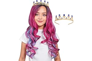 Descendants 3 Audrey Crown | Long-Flowing Pink and Light Blue Cosplay Wig for Adults