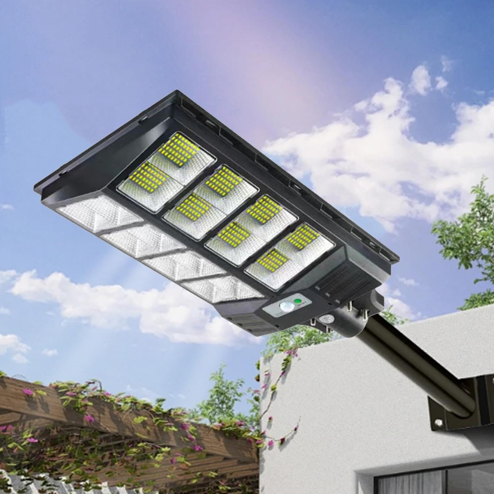 Solar LED Lampe, LED Solar Flutlicht, Dämmerung bis Morgengrauen Solar Parkplatzlicht für Hof, Parkplatz, Straße, Spielplatz, 400W