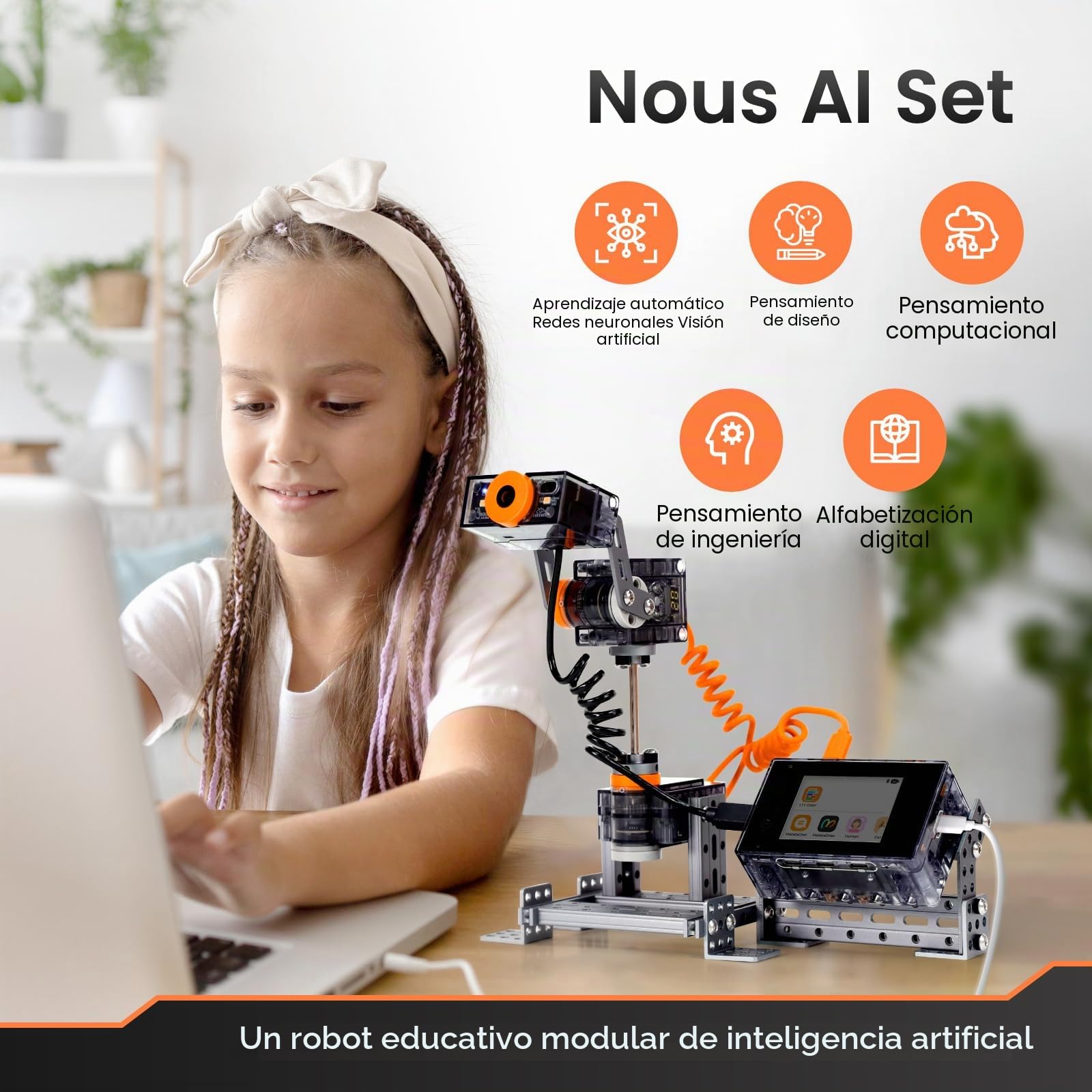Robot Programable para Niños, MatataStudio Nous AI Juguete Robot compatible con Entrenamiento de AI Scratch Python Coche Robot Inteligente con Cámara STEM Juguete de Aprendizaje para Niños de 12+ años
