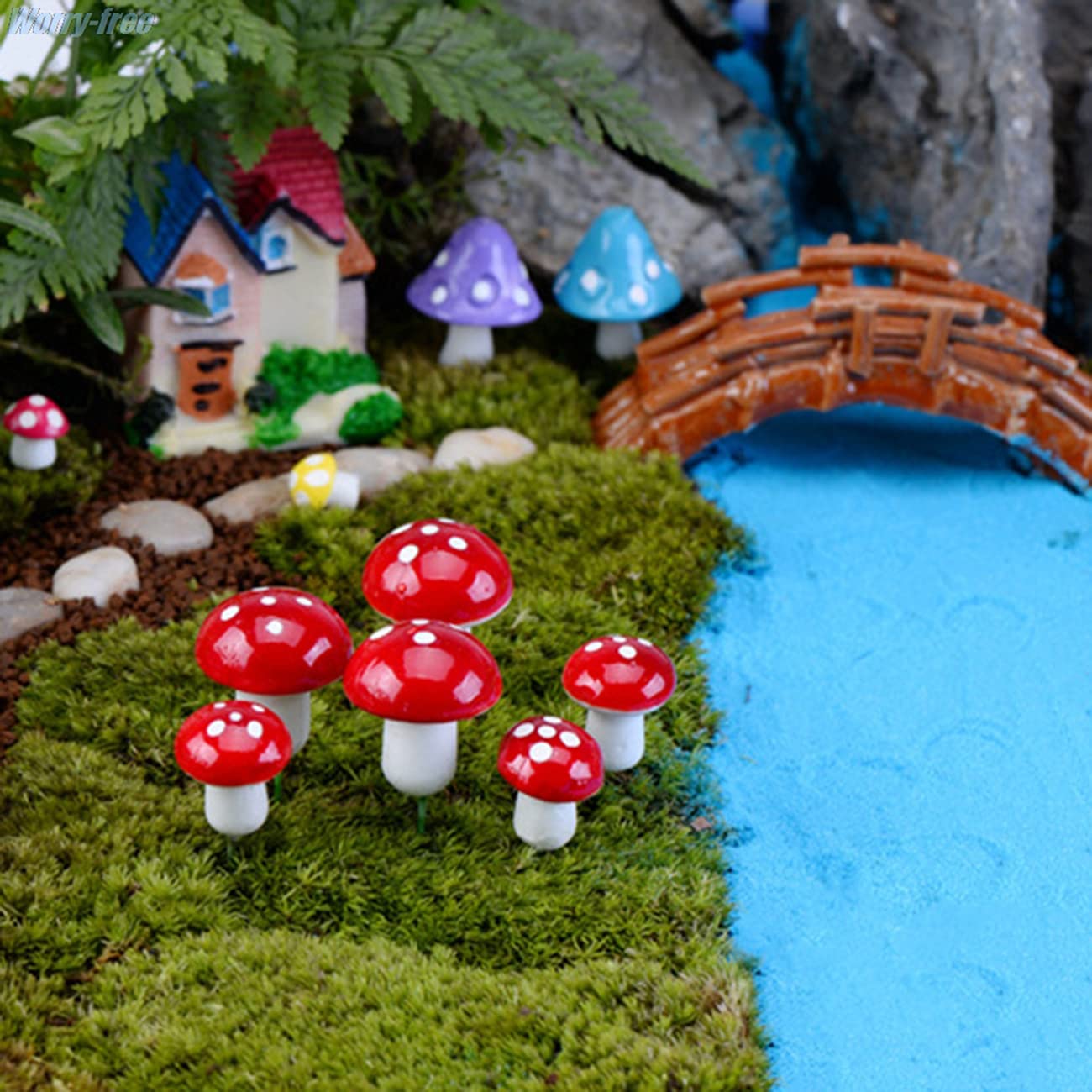 4 Pièces Champignons Miniature Statue De Fée Jardin Pour Décoration