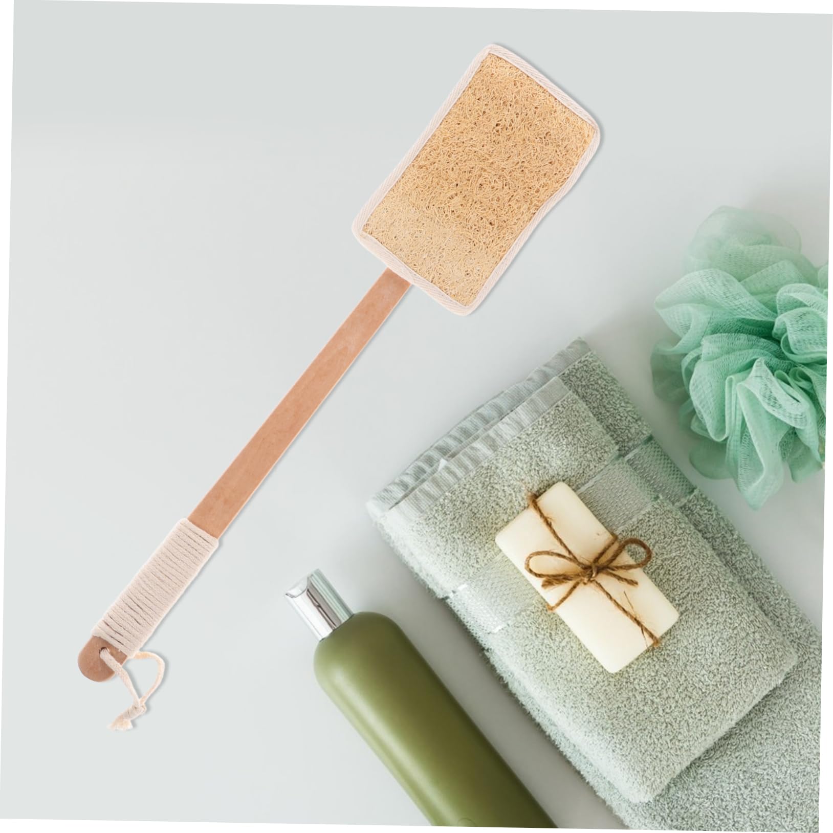 Cepillo de Espalda de Lufa Mango Largo de Madera para Ducha