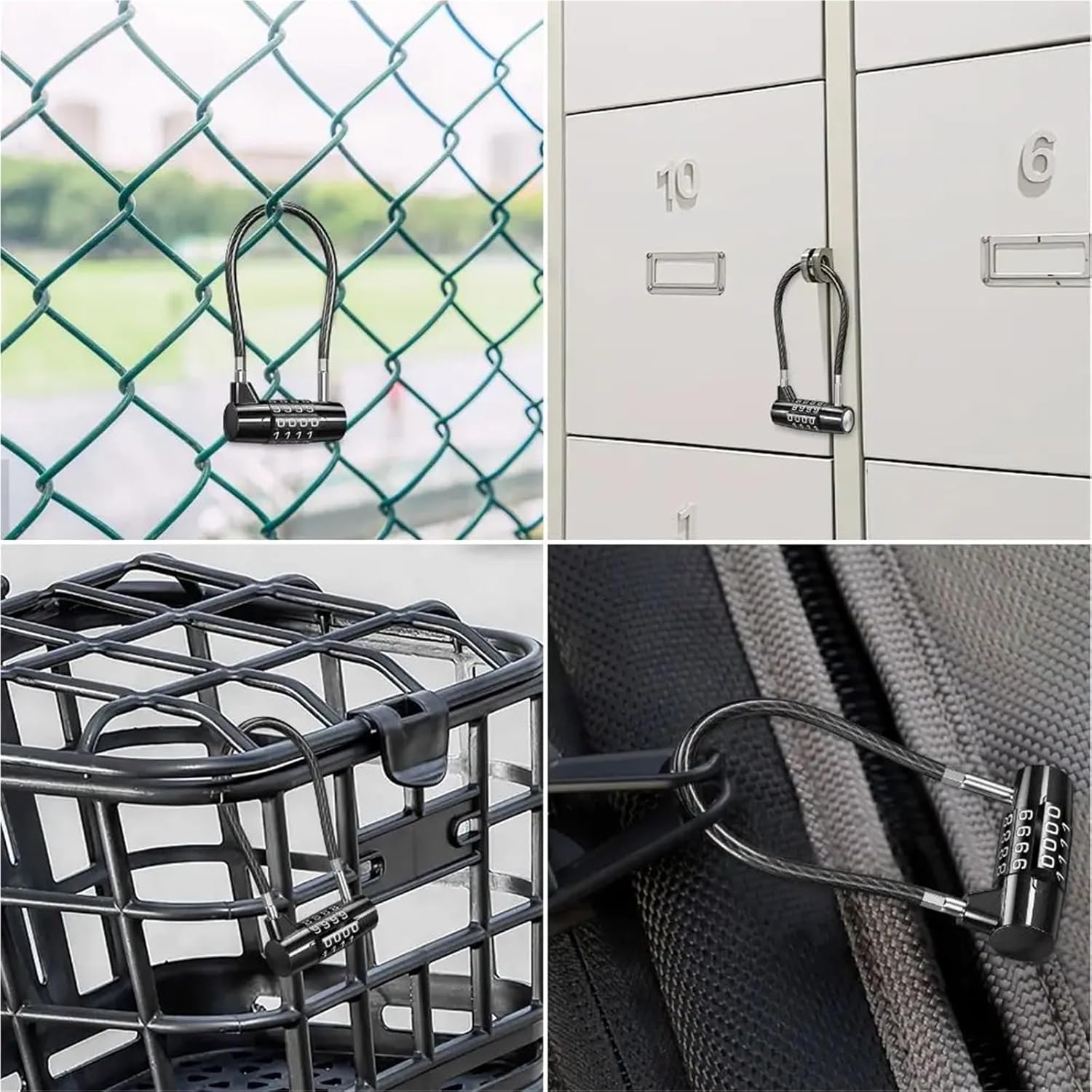 Bike Wire Rope Password Padlock Dormitory Cabinet Gym Locker 4 Digit Combination Padlock Travel Theft Luggage Coded Lock 1Pcs(476mm)