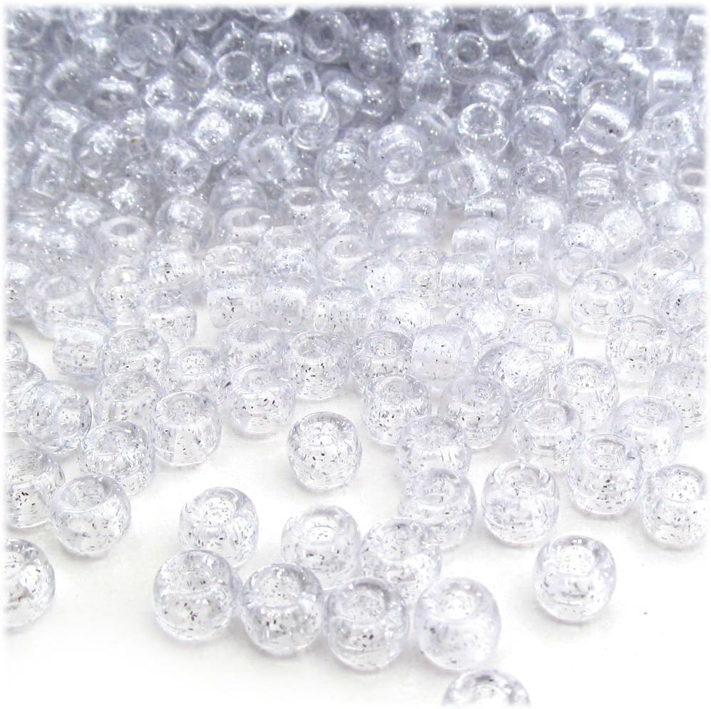 The Crafts Outlet 100pc Plastic Round Transparent Pony Beads 6x9mm Yellow Beads